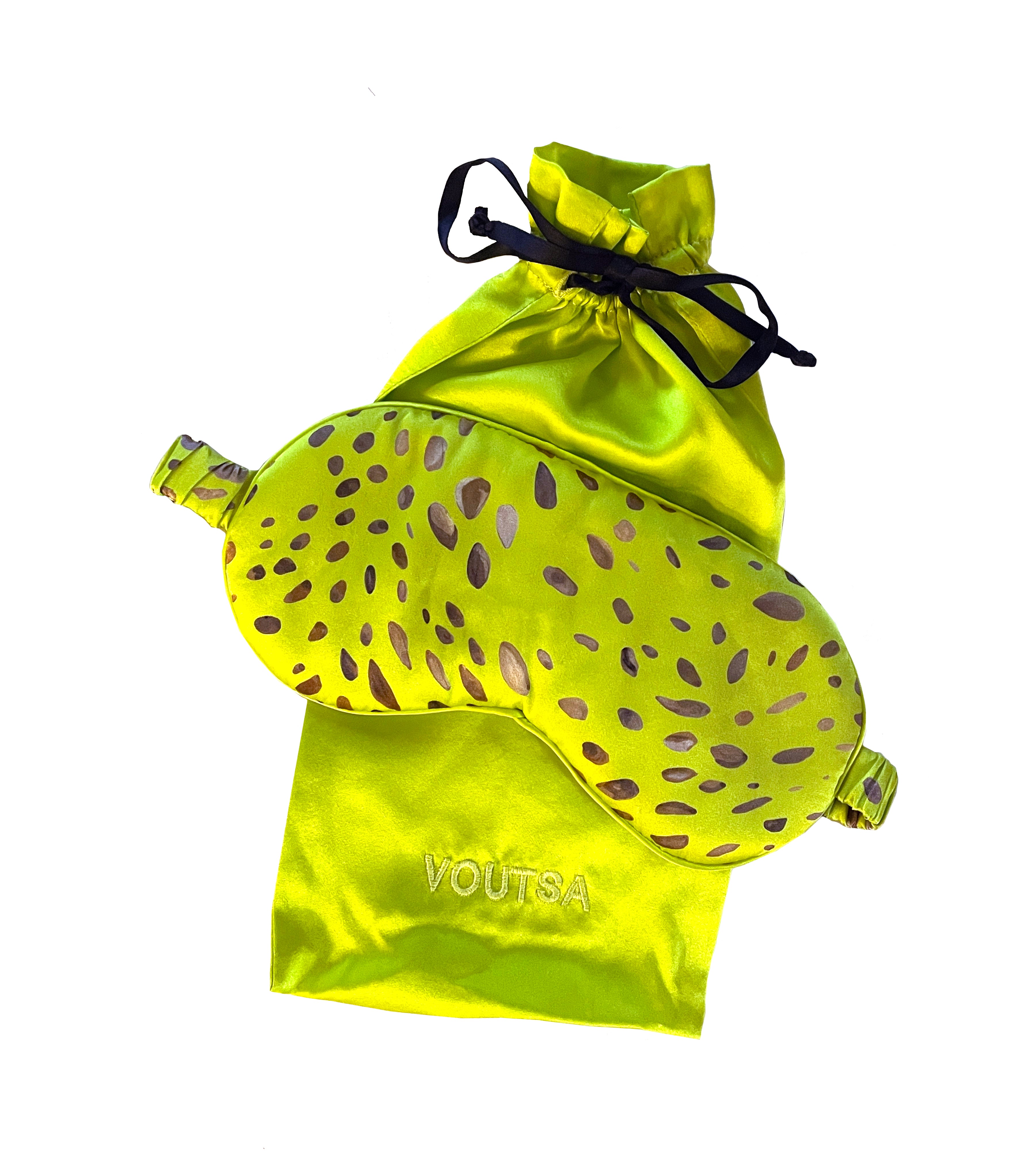 Cheetah Trompe L'oeil Chartreuse Silk Eye Mask