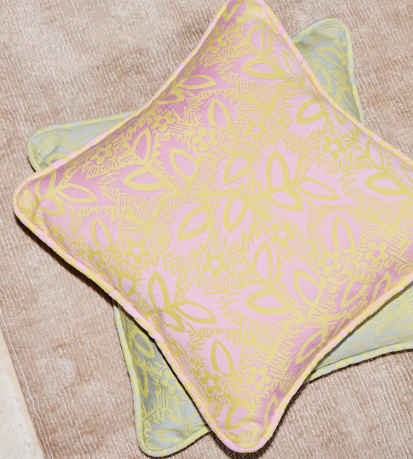 Deco Floral Pink and Yellow Performance Woven