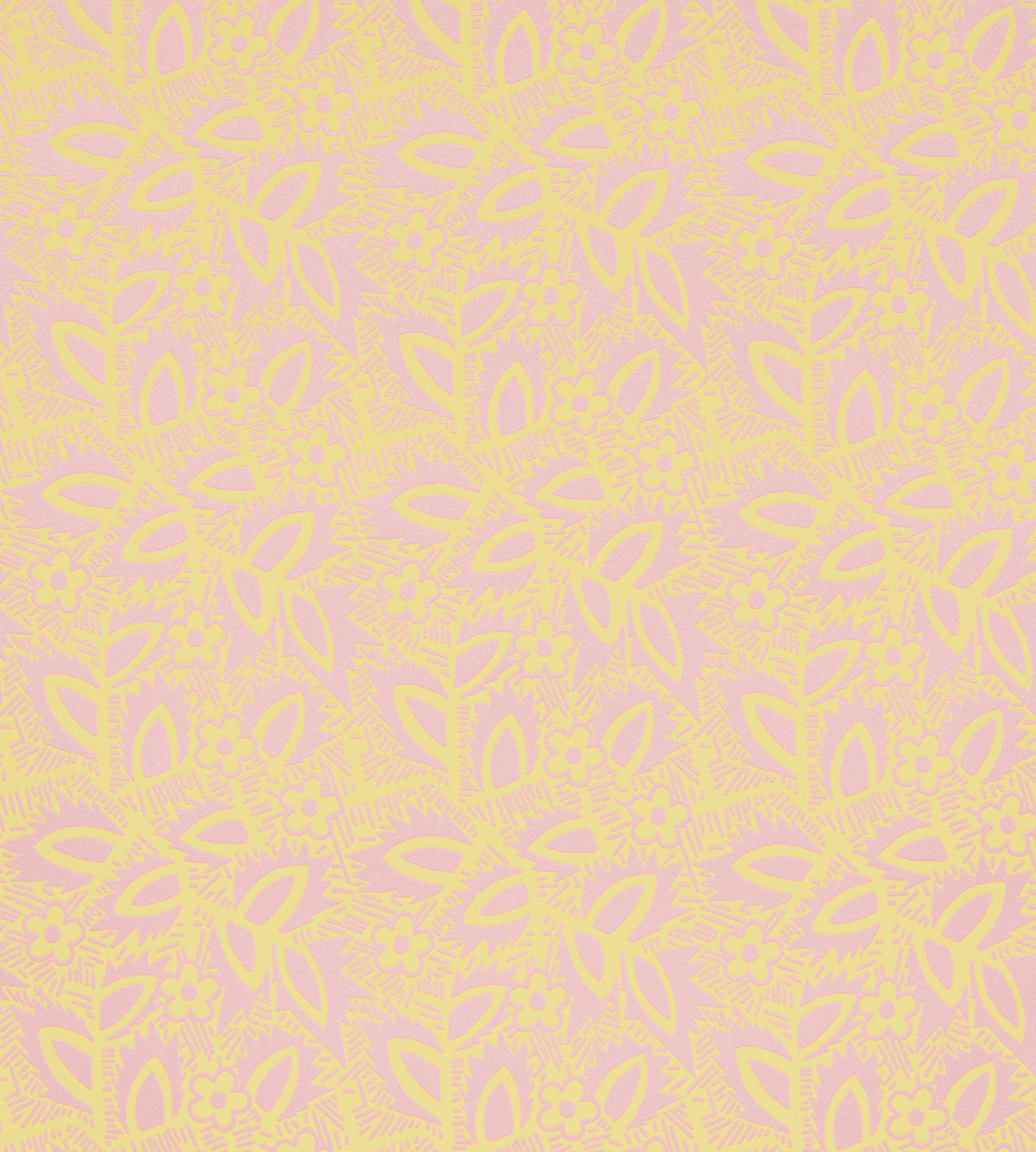 Deco Floral Pink and Yellow Performance Woven