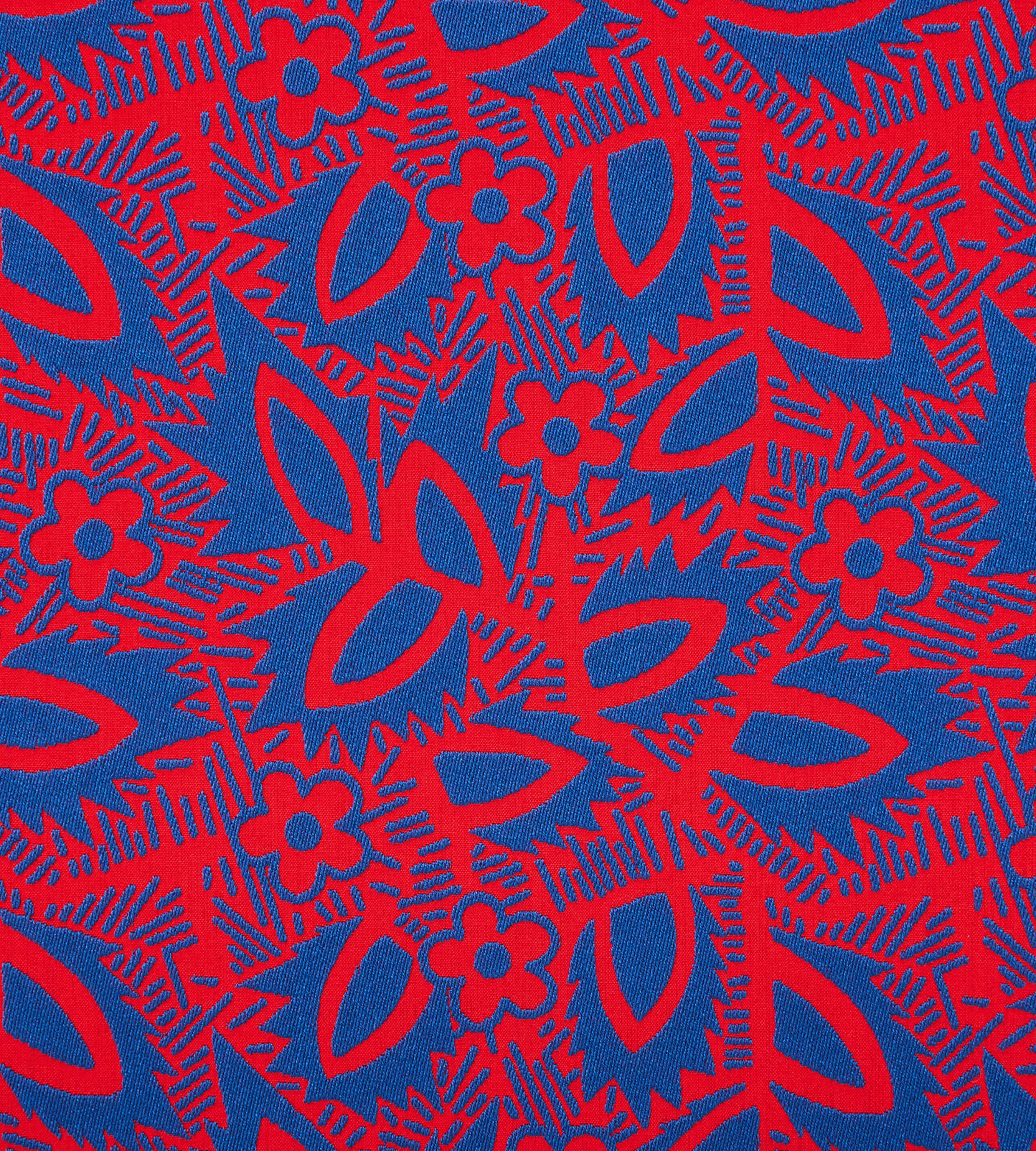 Deco Floral Red and Blue Performance Woven