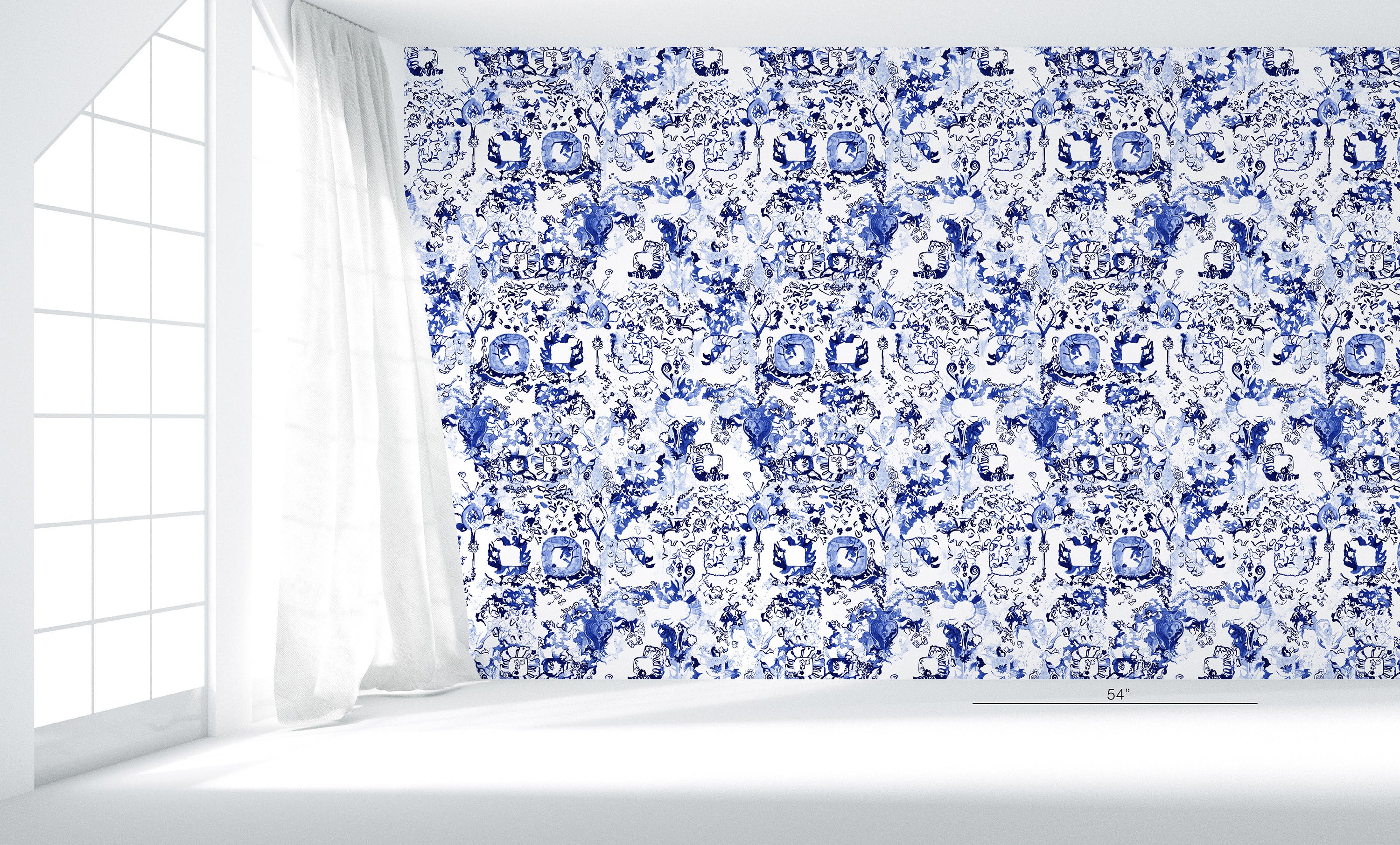 Fiona Delft Blue Wallpaper