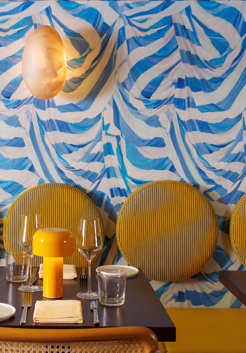 Judy Stripe Blue and White Wallpaper