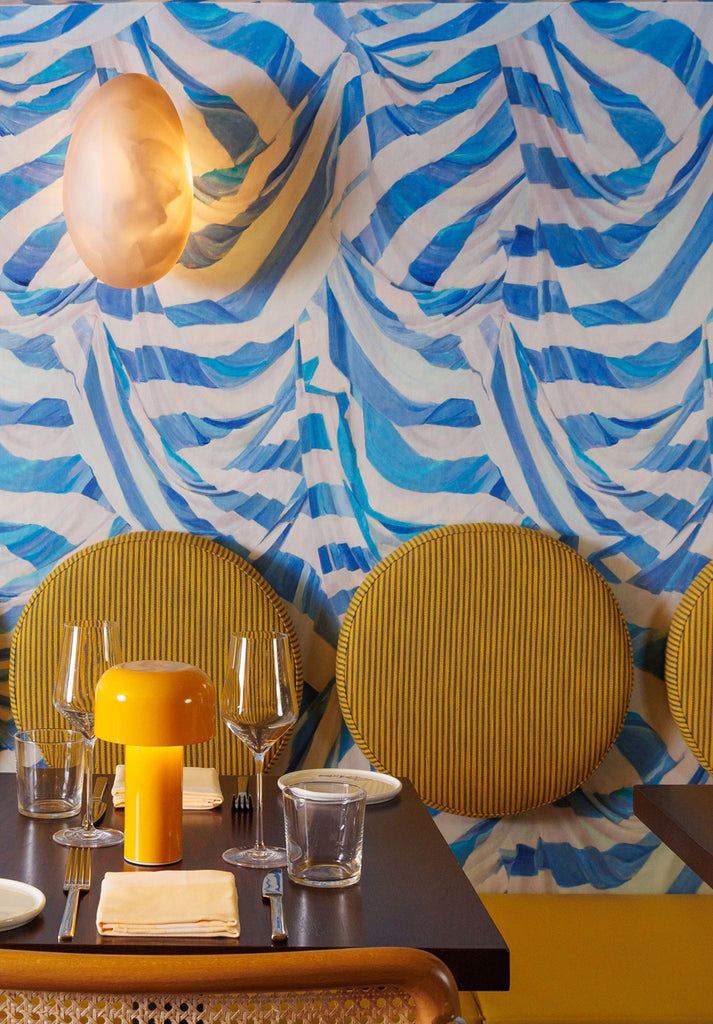 Judy Stripe Blue and White Wallpaper
