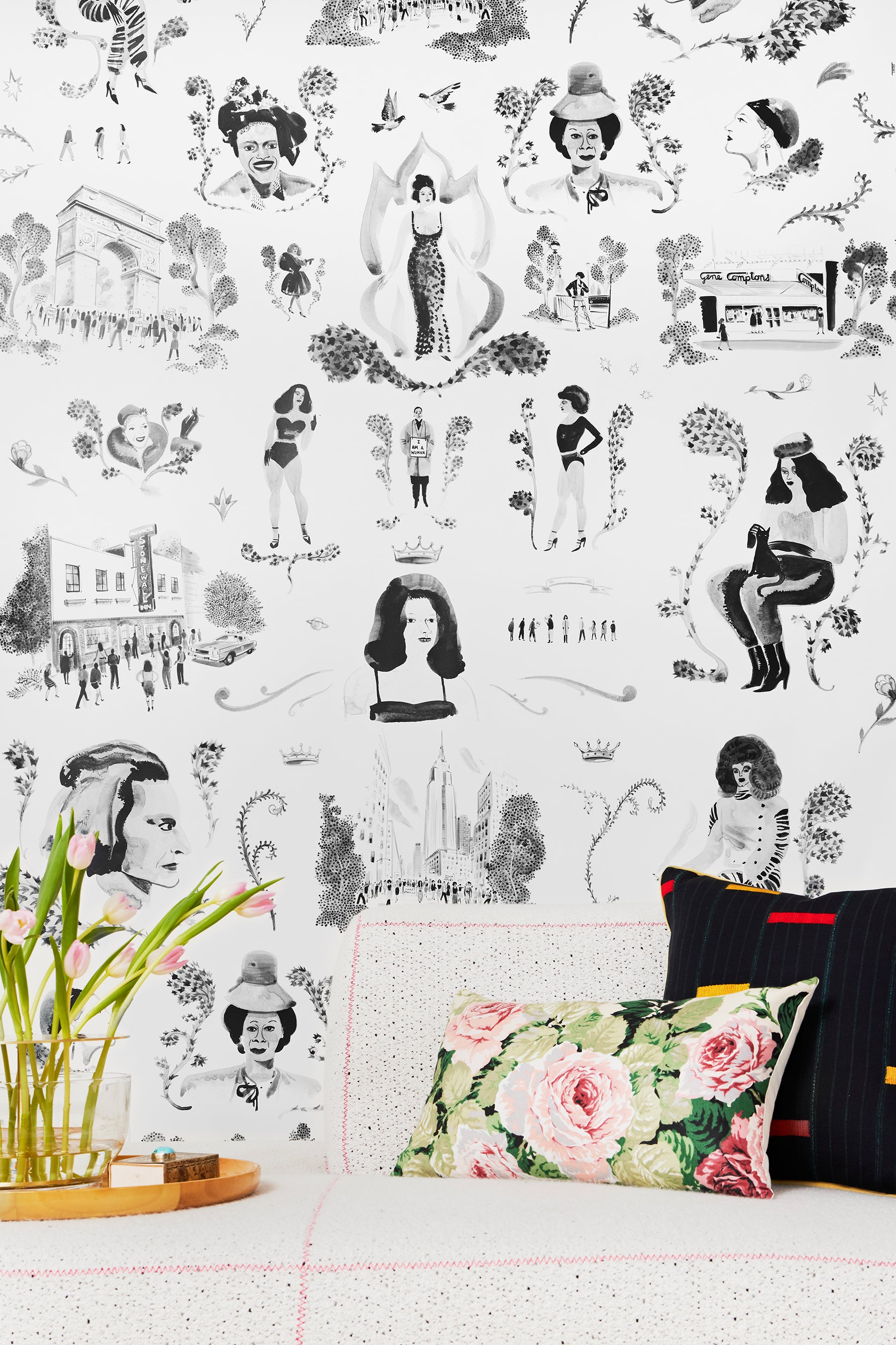 Trans Power Toile Black and White Wallpaper (x Grant Shaffer)