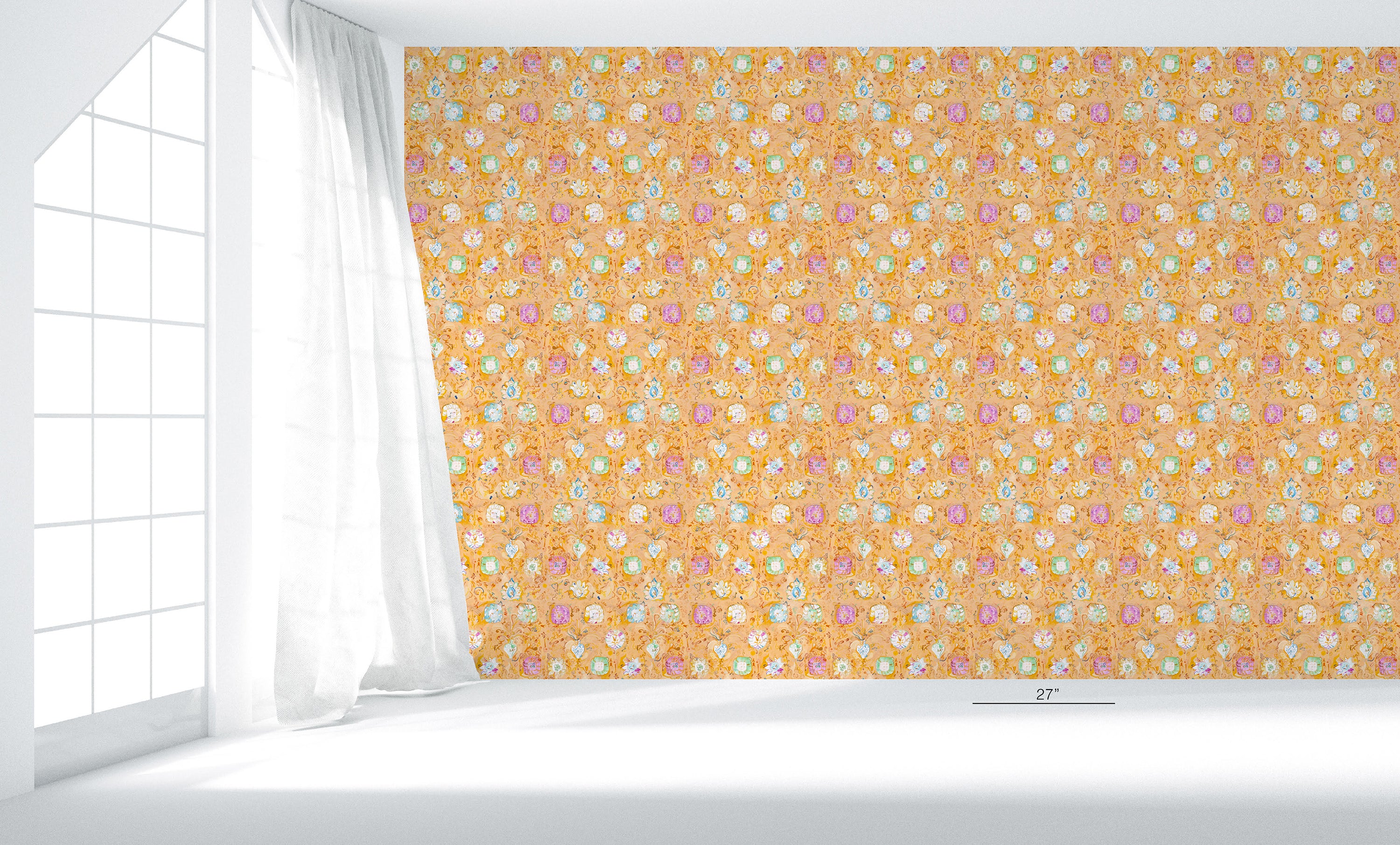 Antoinette on Metallic White Wallpaper