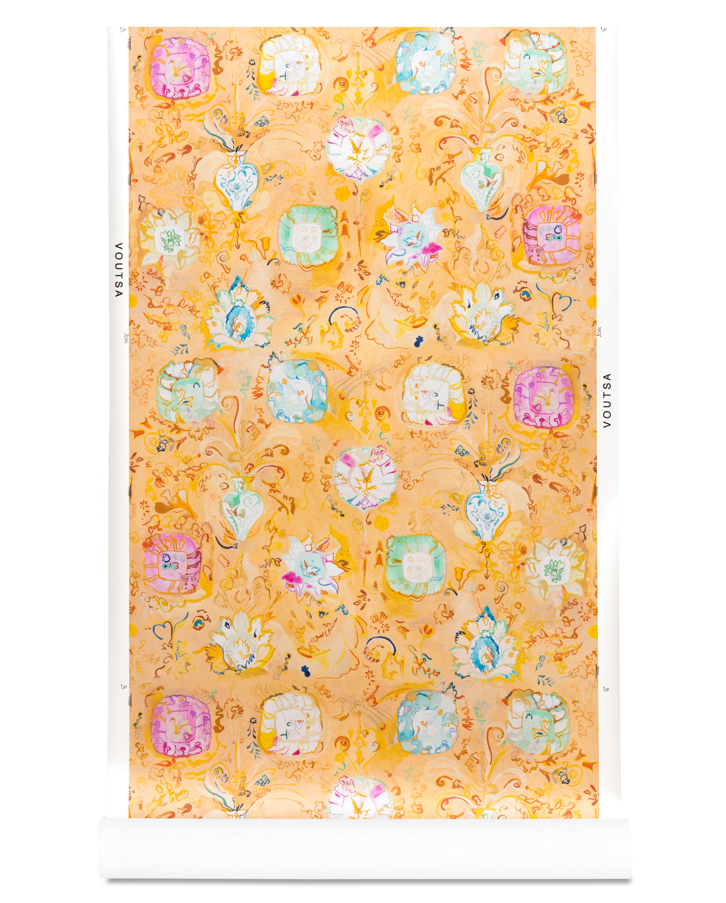 Antoinette on Metallic White Wallpaper