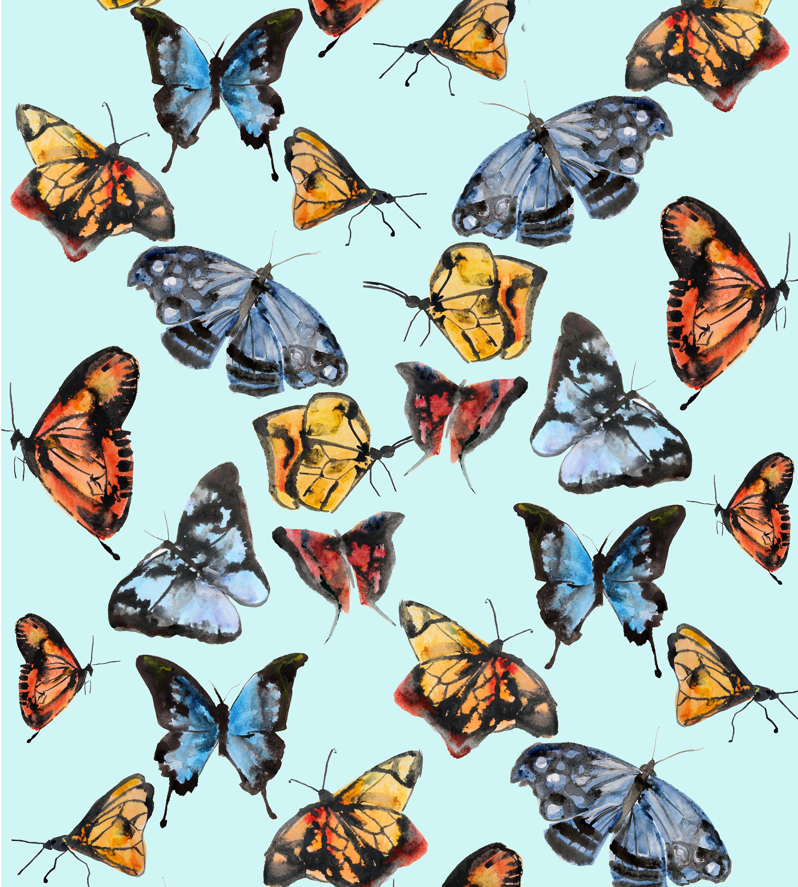 Butterflies on Tiffany Blue Wallpaper