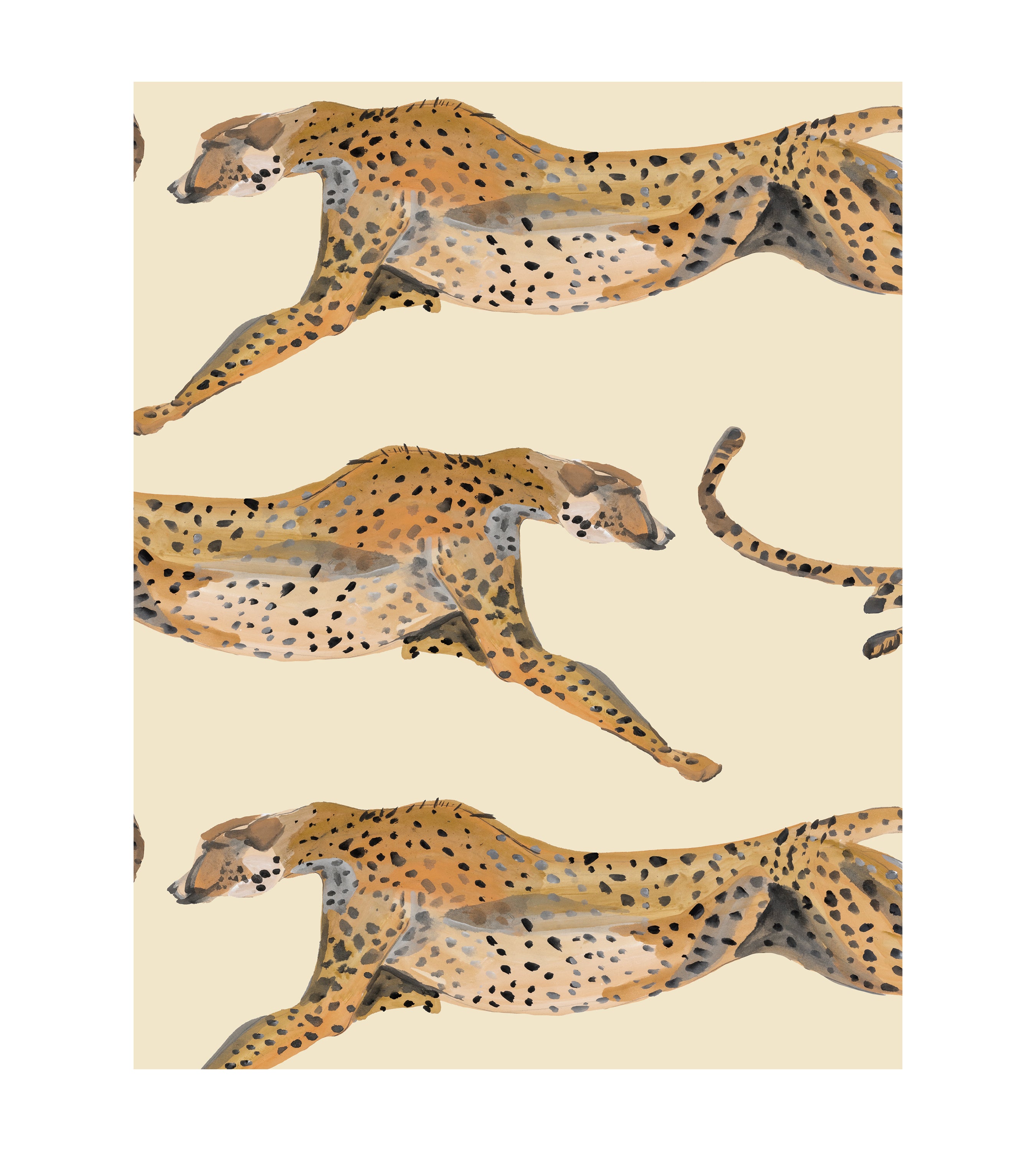 Cheetahs Leaping Beige Wallpaper