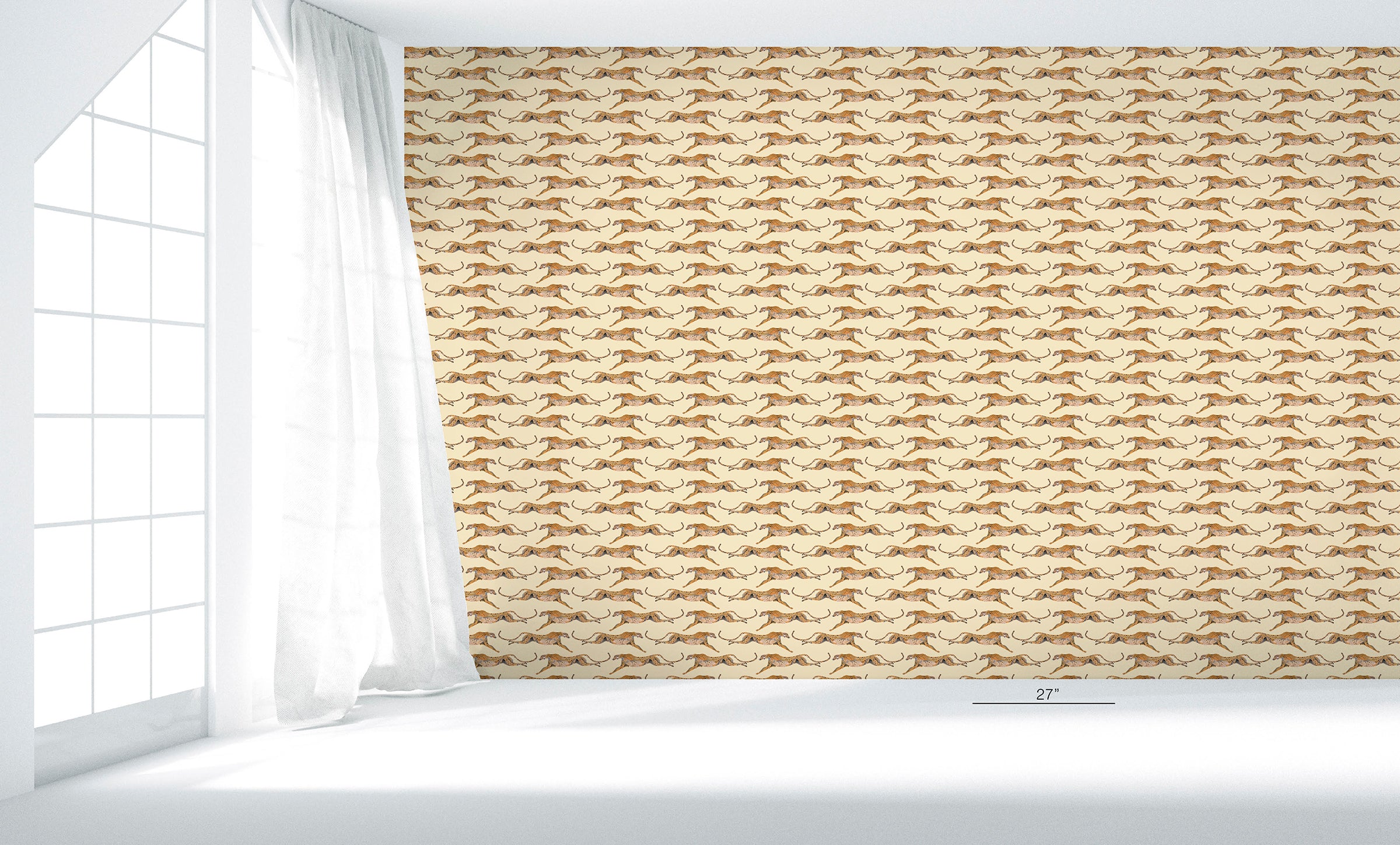 Cheetahs Leaping Beige Wallpaper