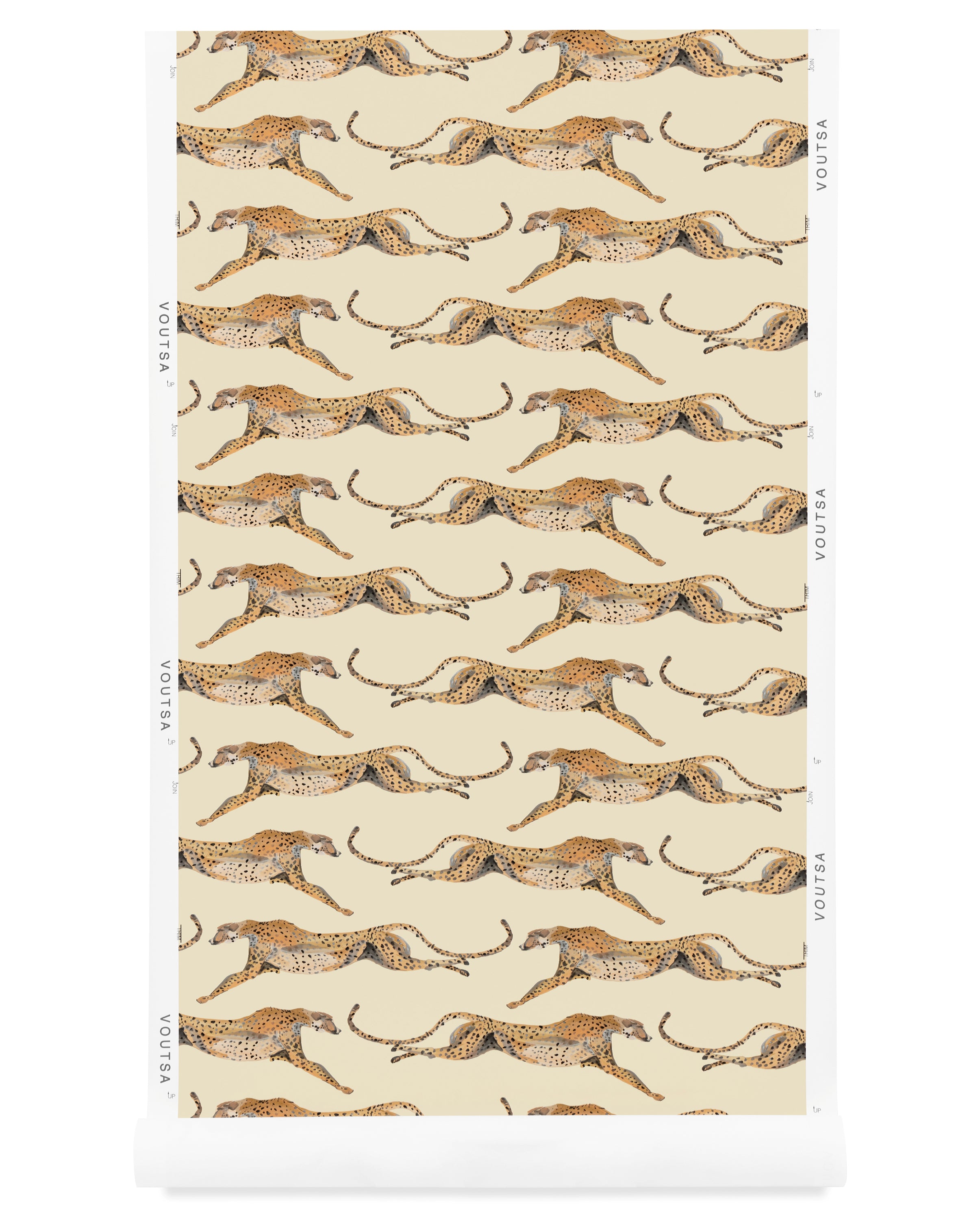 Cheetahs Leaping Beige Wallpaper