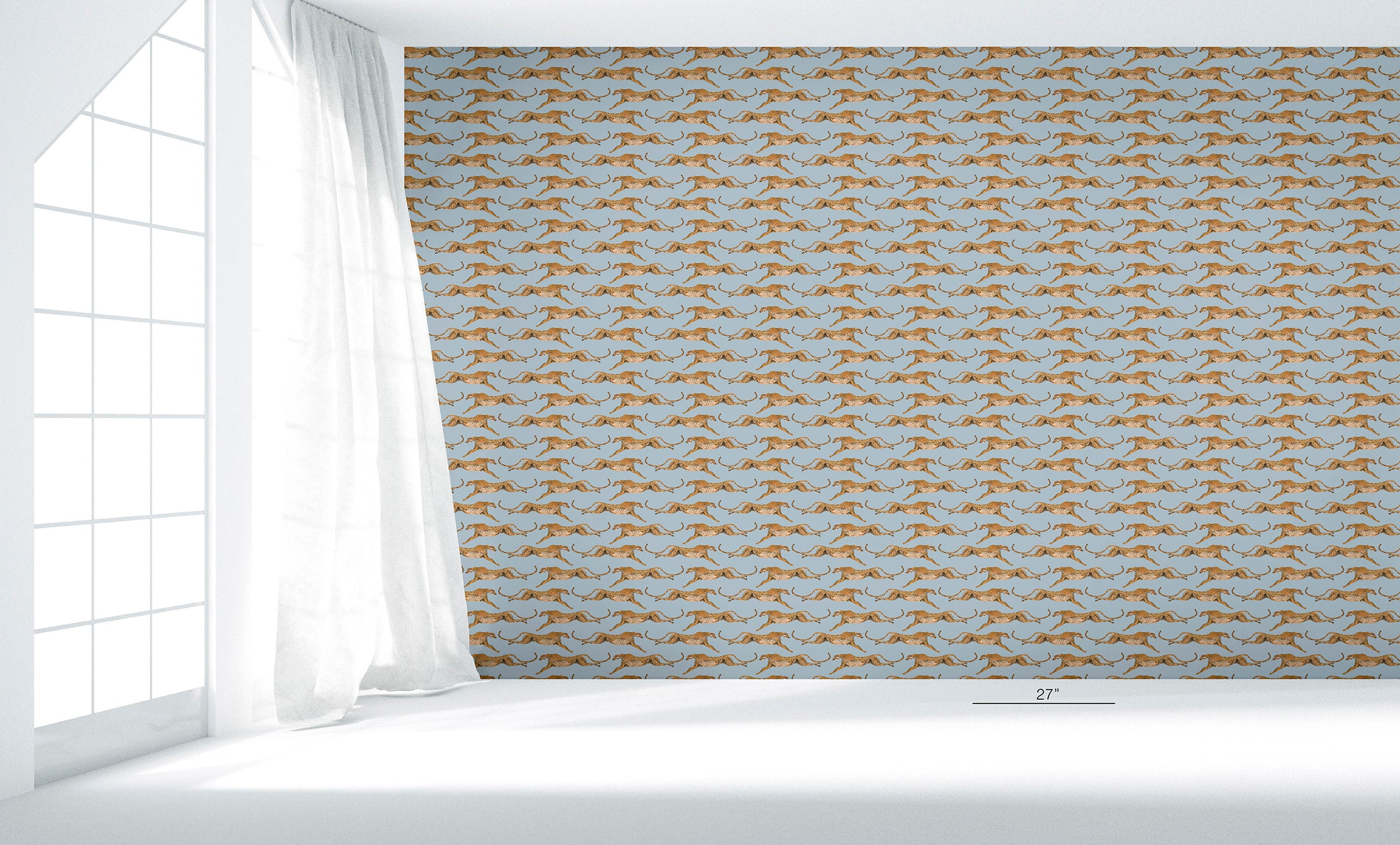 Cheetahs Leaping Parma Gray Wallpaper