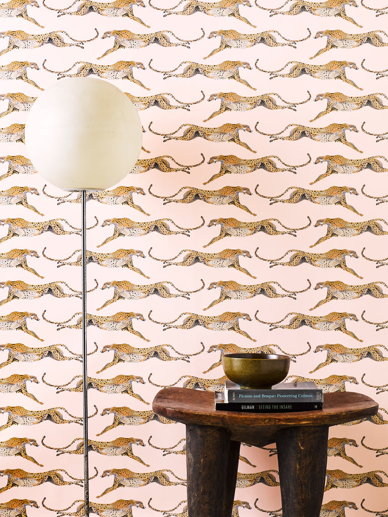 Cheetahs Leaping Pink Wallpaper