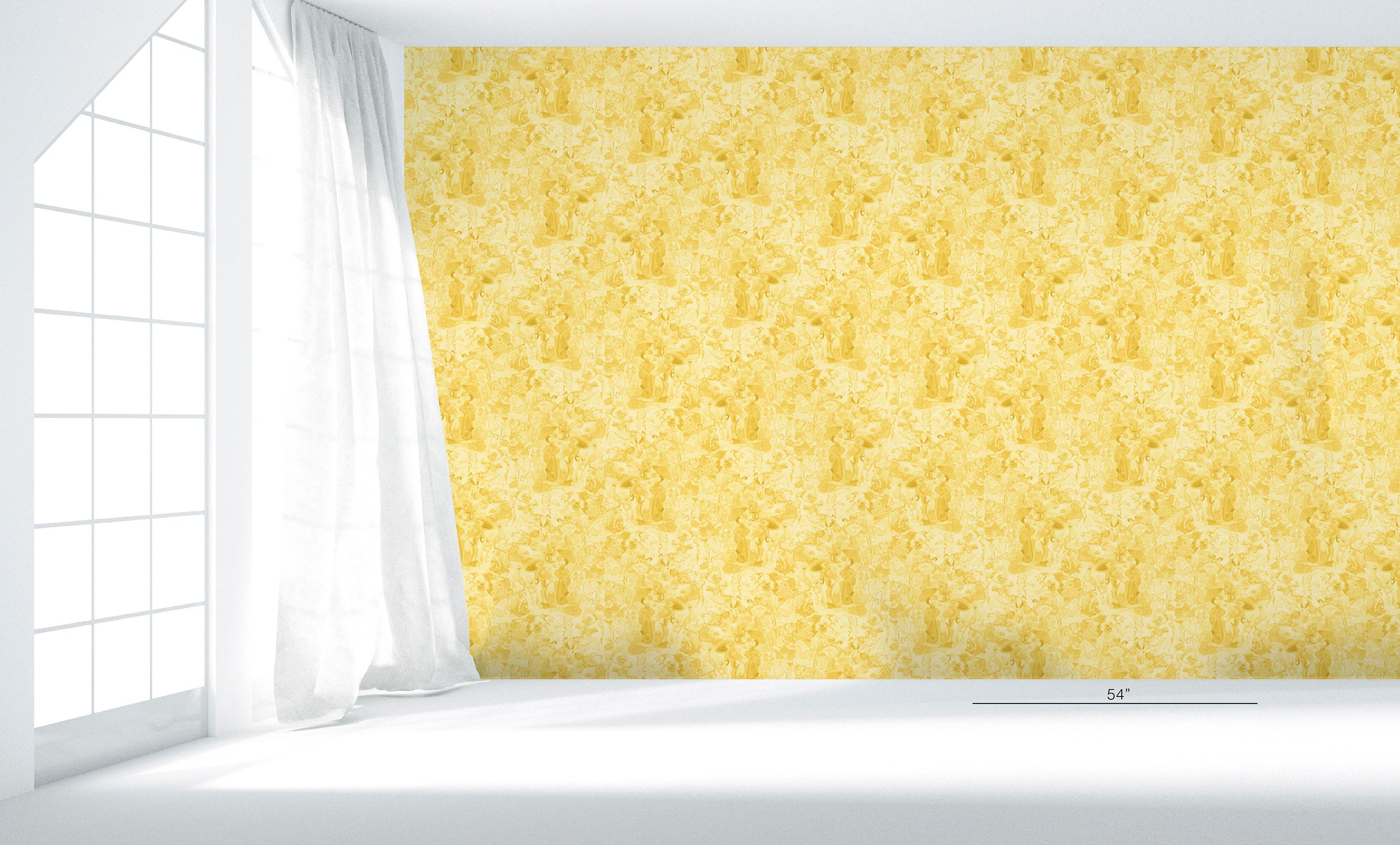 Monochrome Yellow on Metallic White Wallpaper