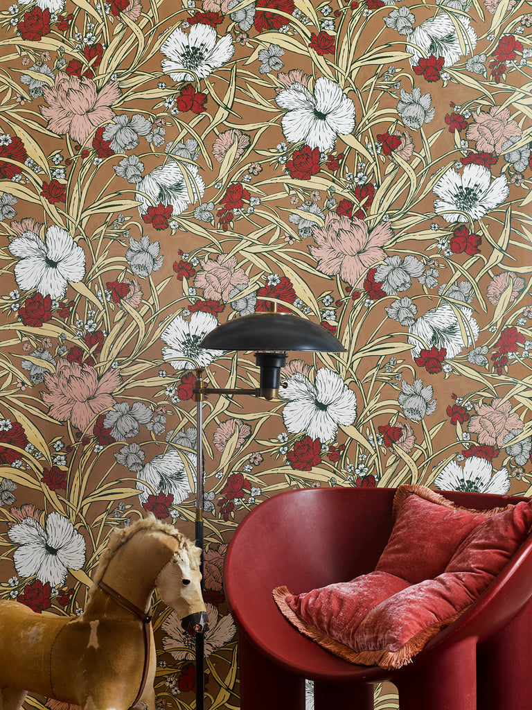 Everyday Blooms Khaki Wallpaper