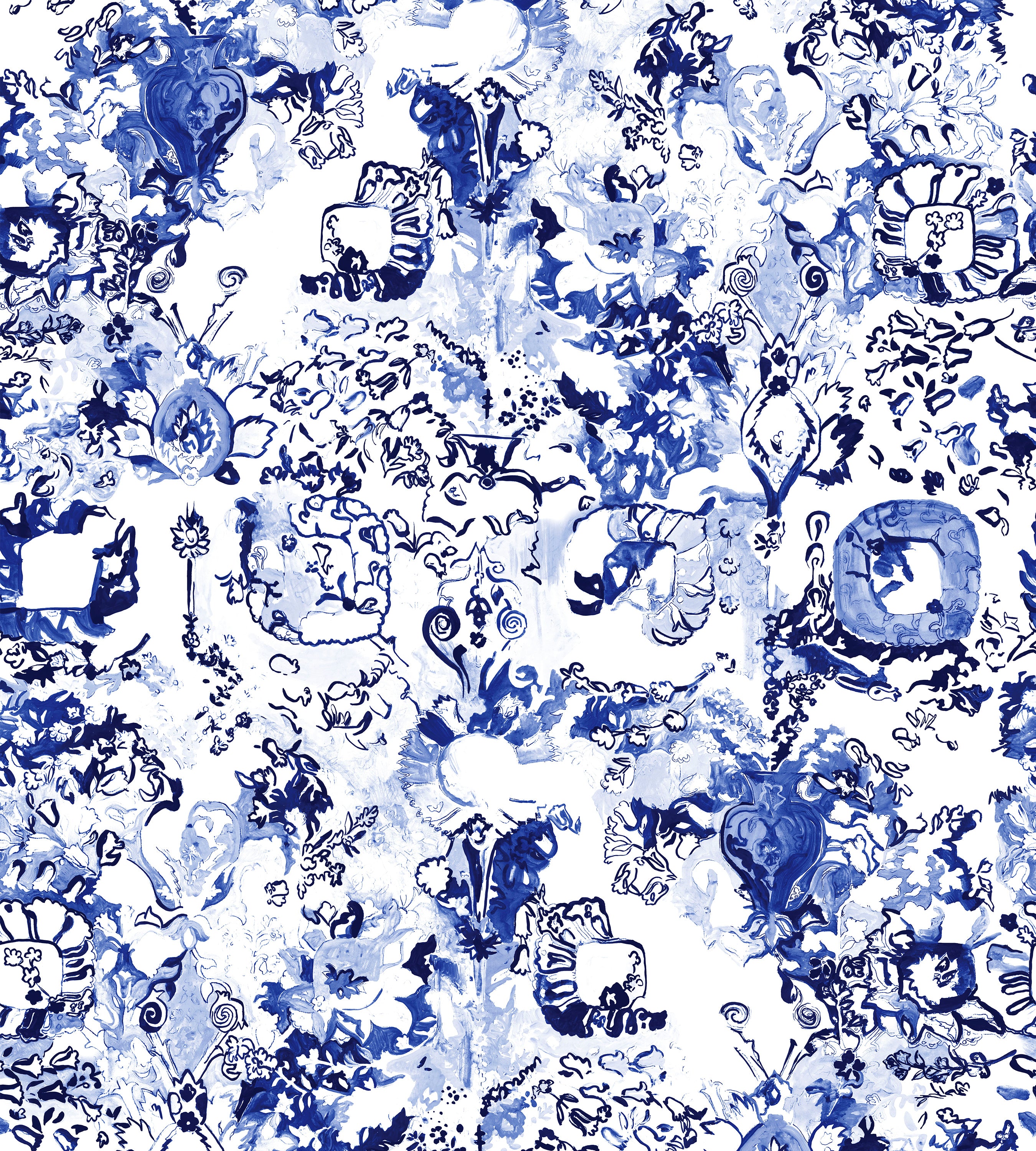 Fiona Delft Blue Wallpaper