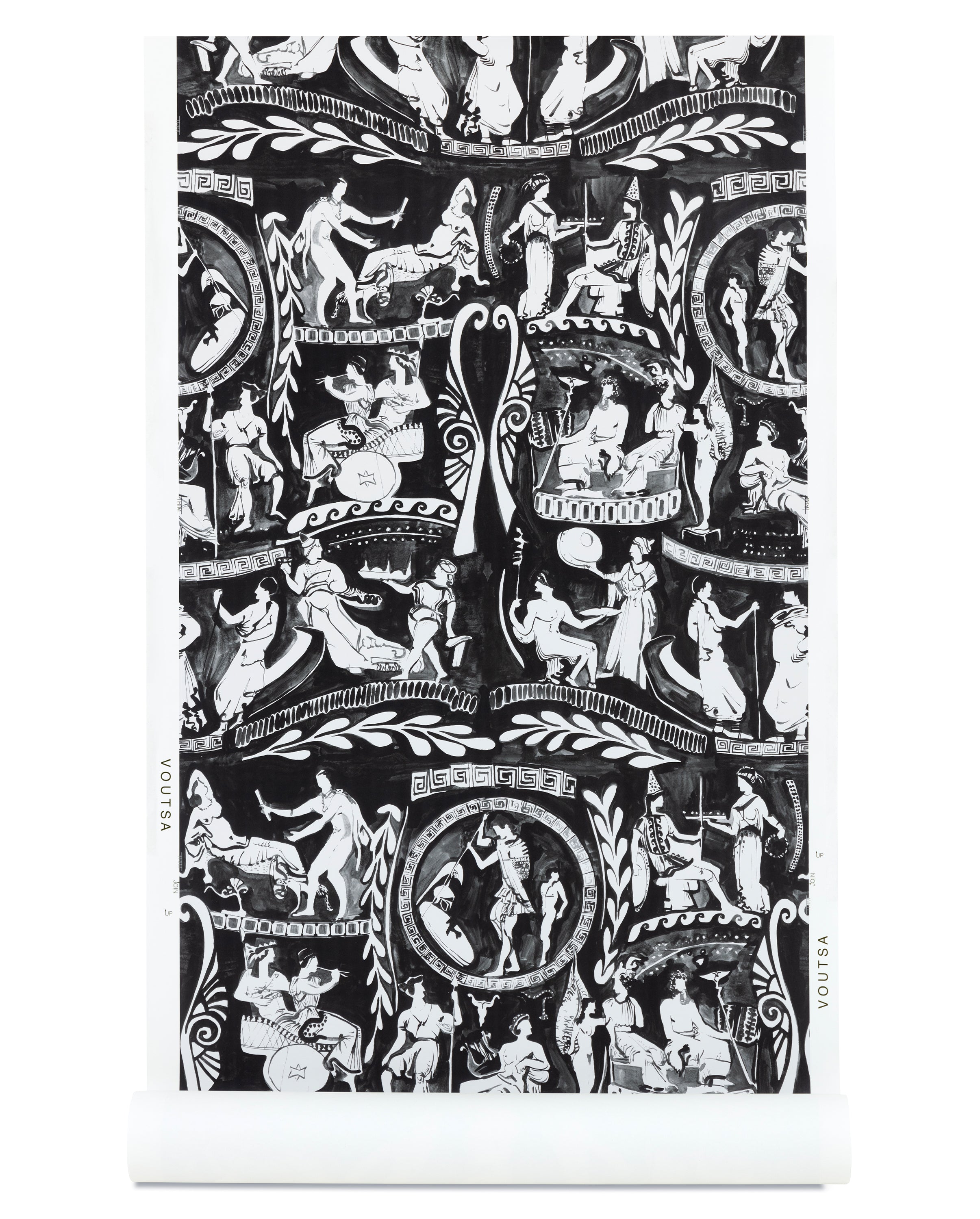 Grecian Urns Black and White Wallpaper