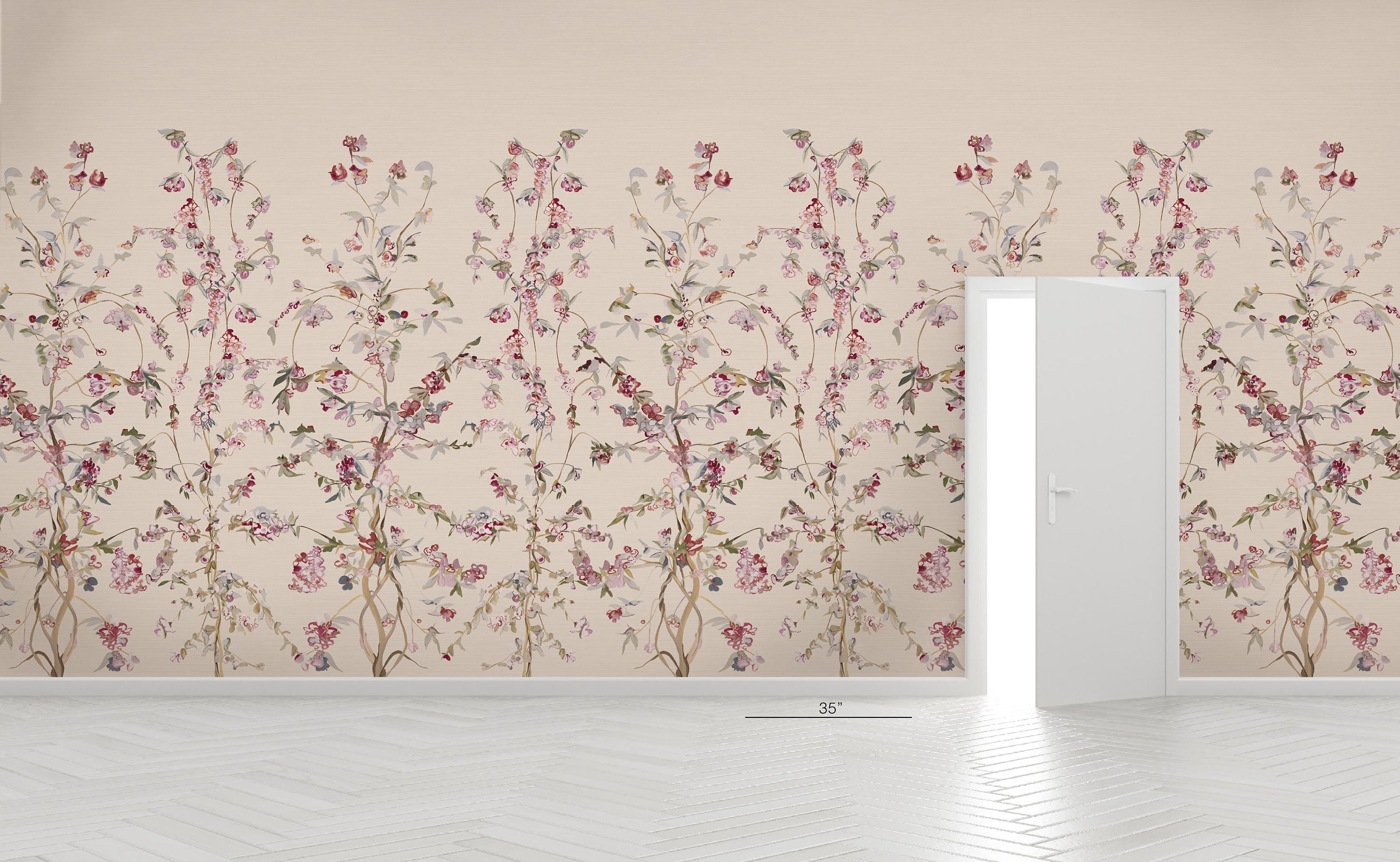 Guinevere Chinoiserie on Burlap Wallpaper