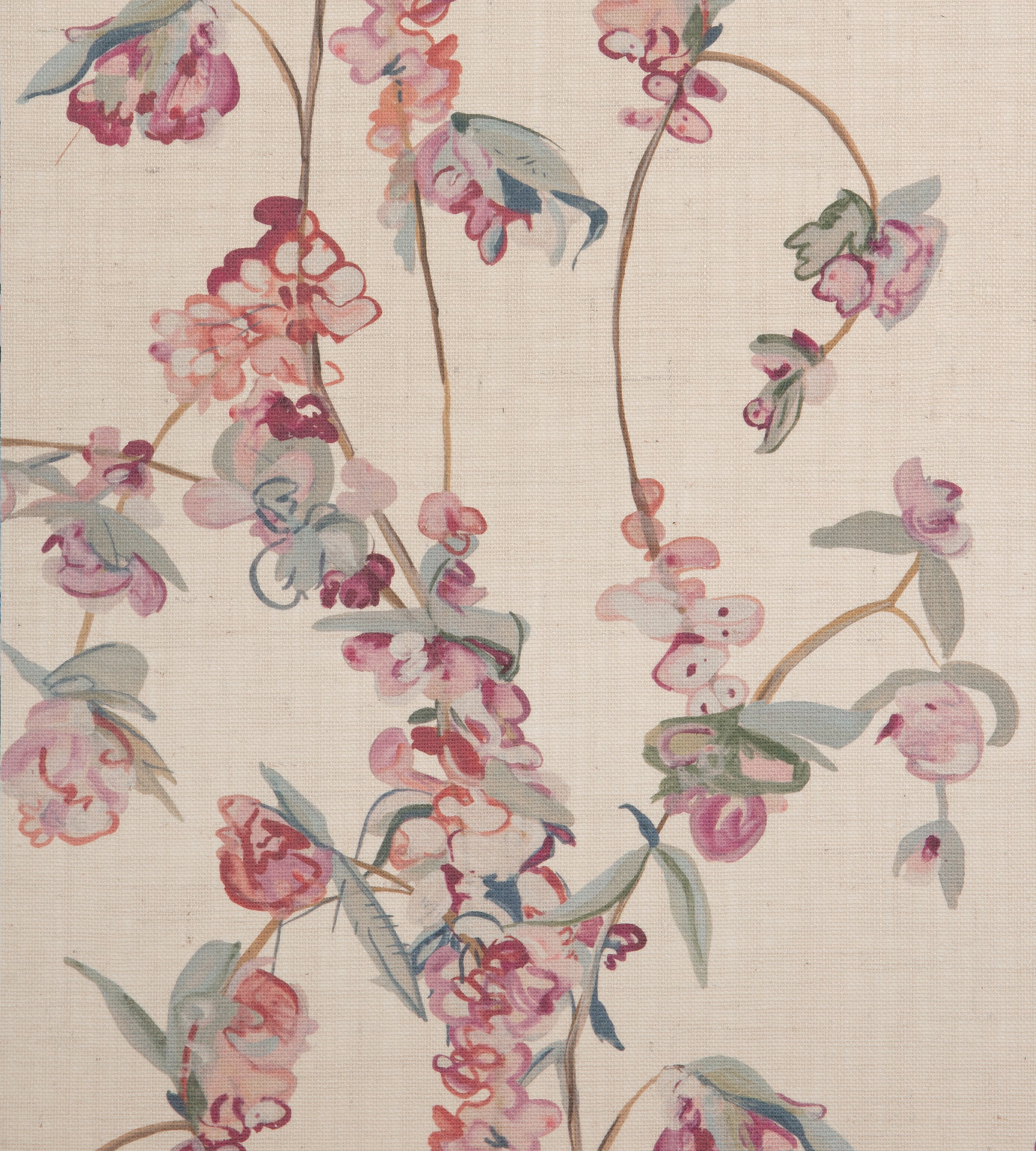 Guinevere Chinoiserie on Burlap Wallpaper