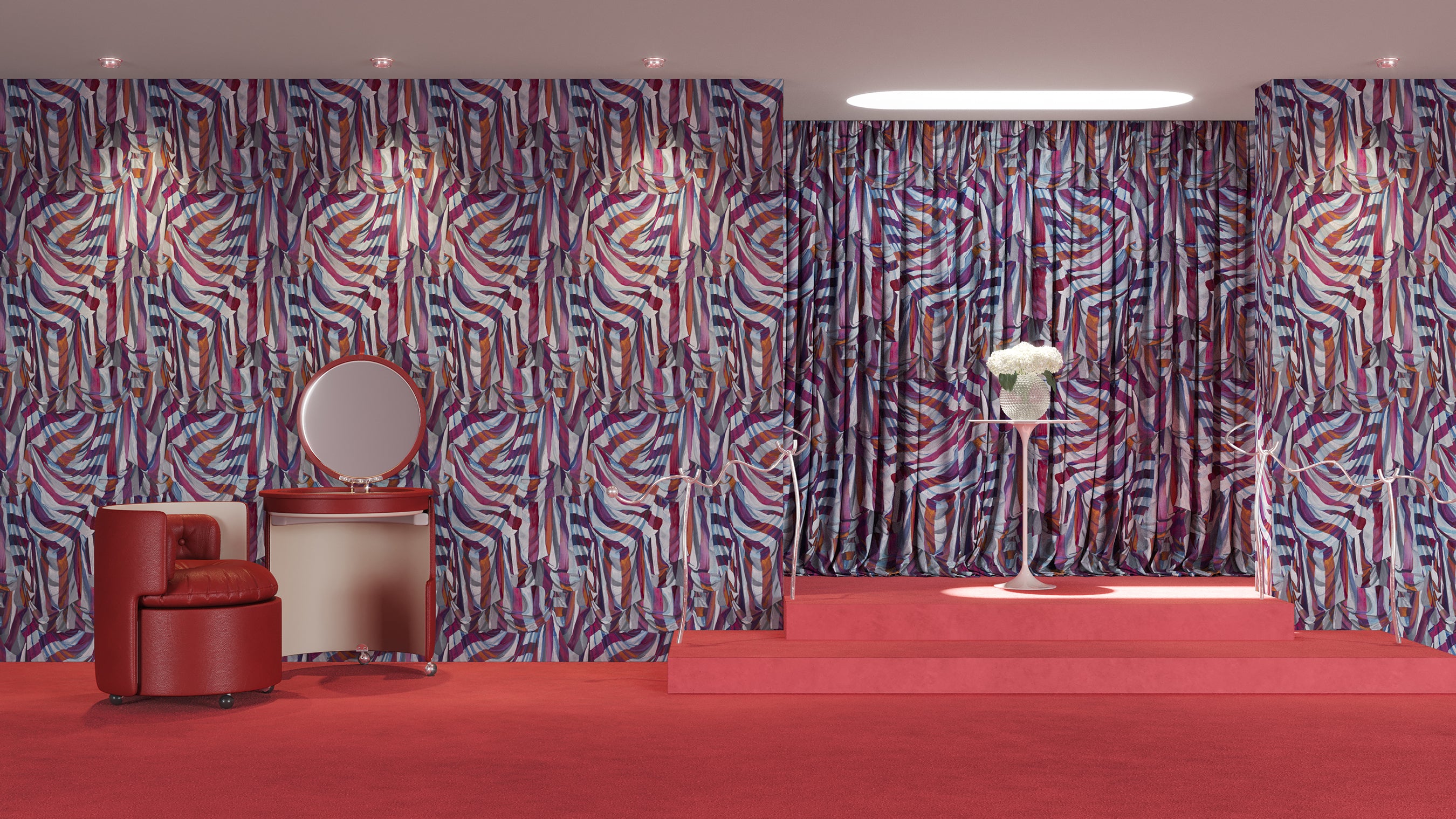 Judy Stripe Blue and Purple Wallpaper