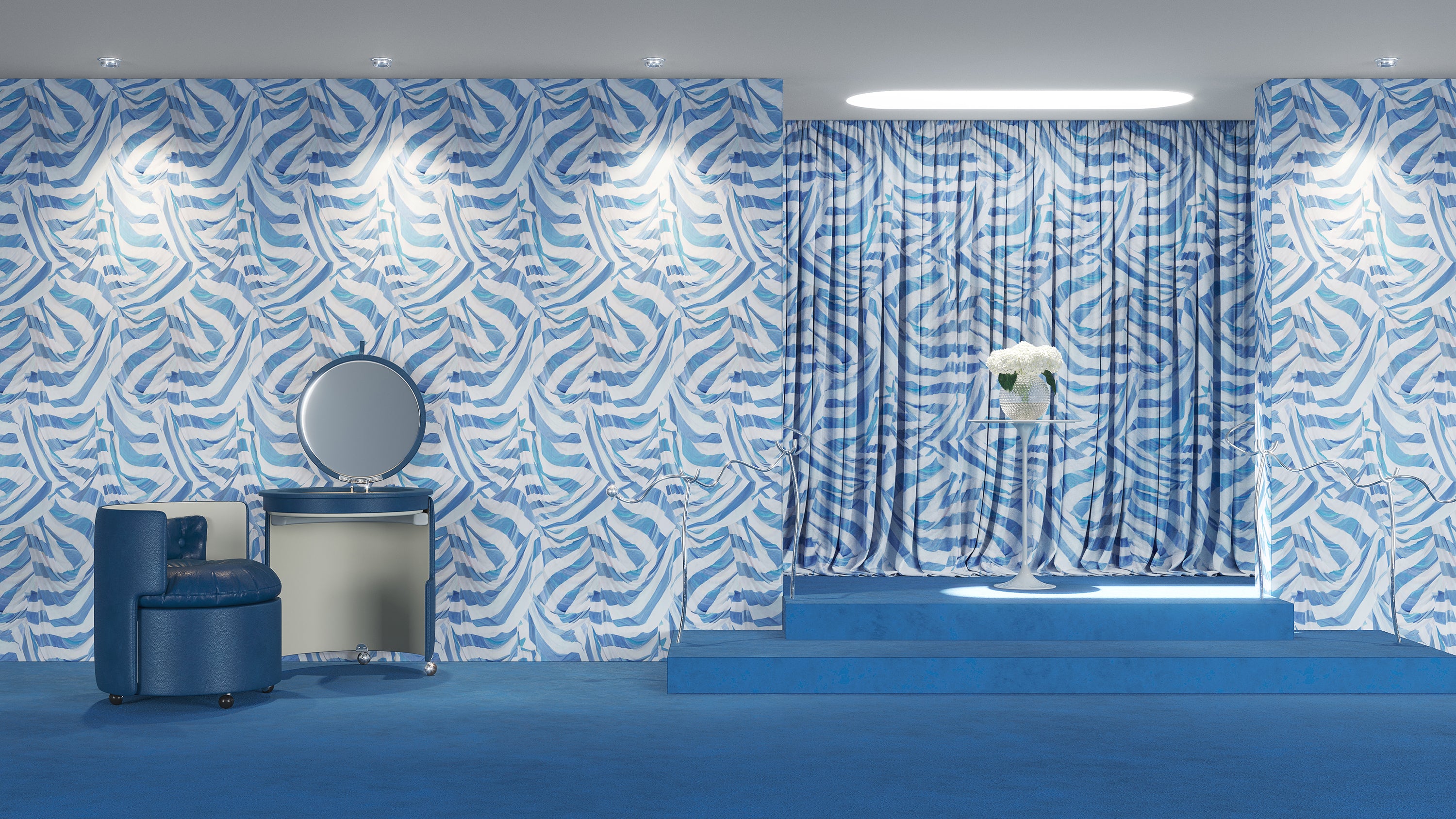 Judy Stripe Blue and White Wallpaper