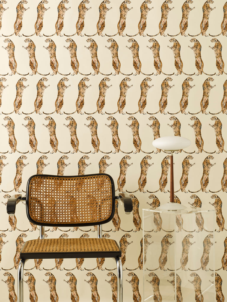 Leopards Standing Beige Wallpaper