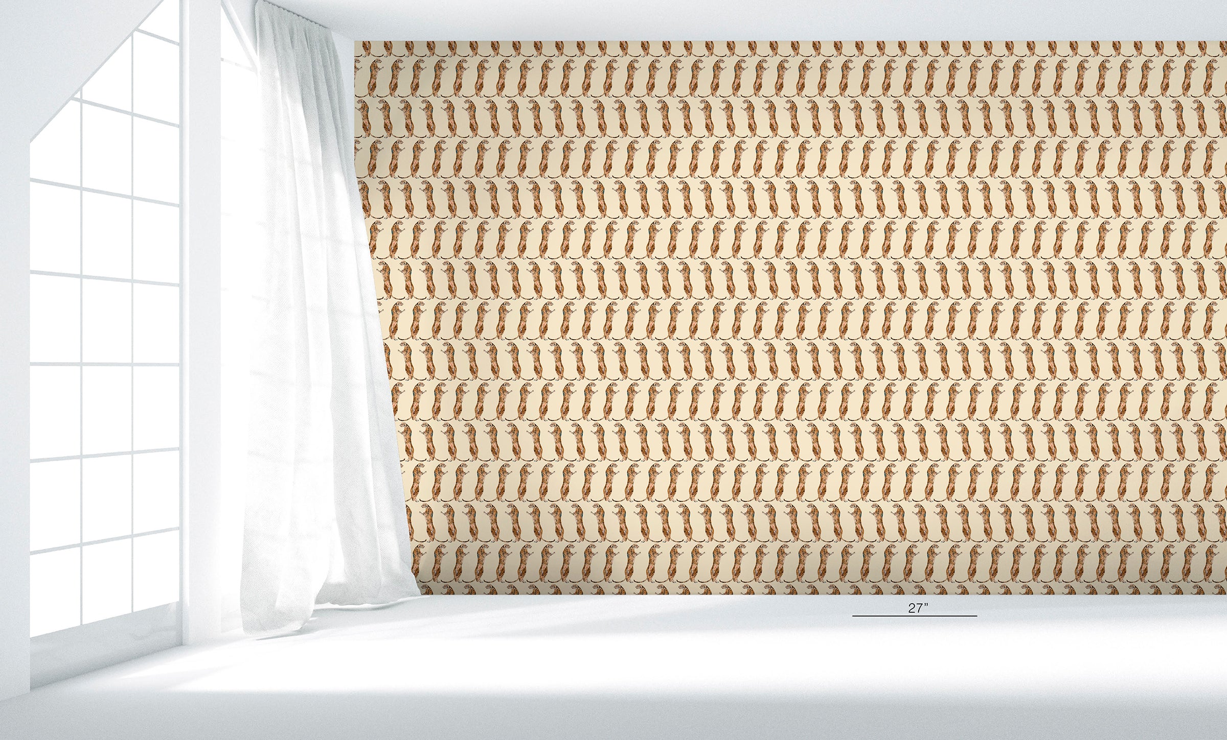 Leopards Standing Beige Wallpaper
