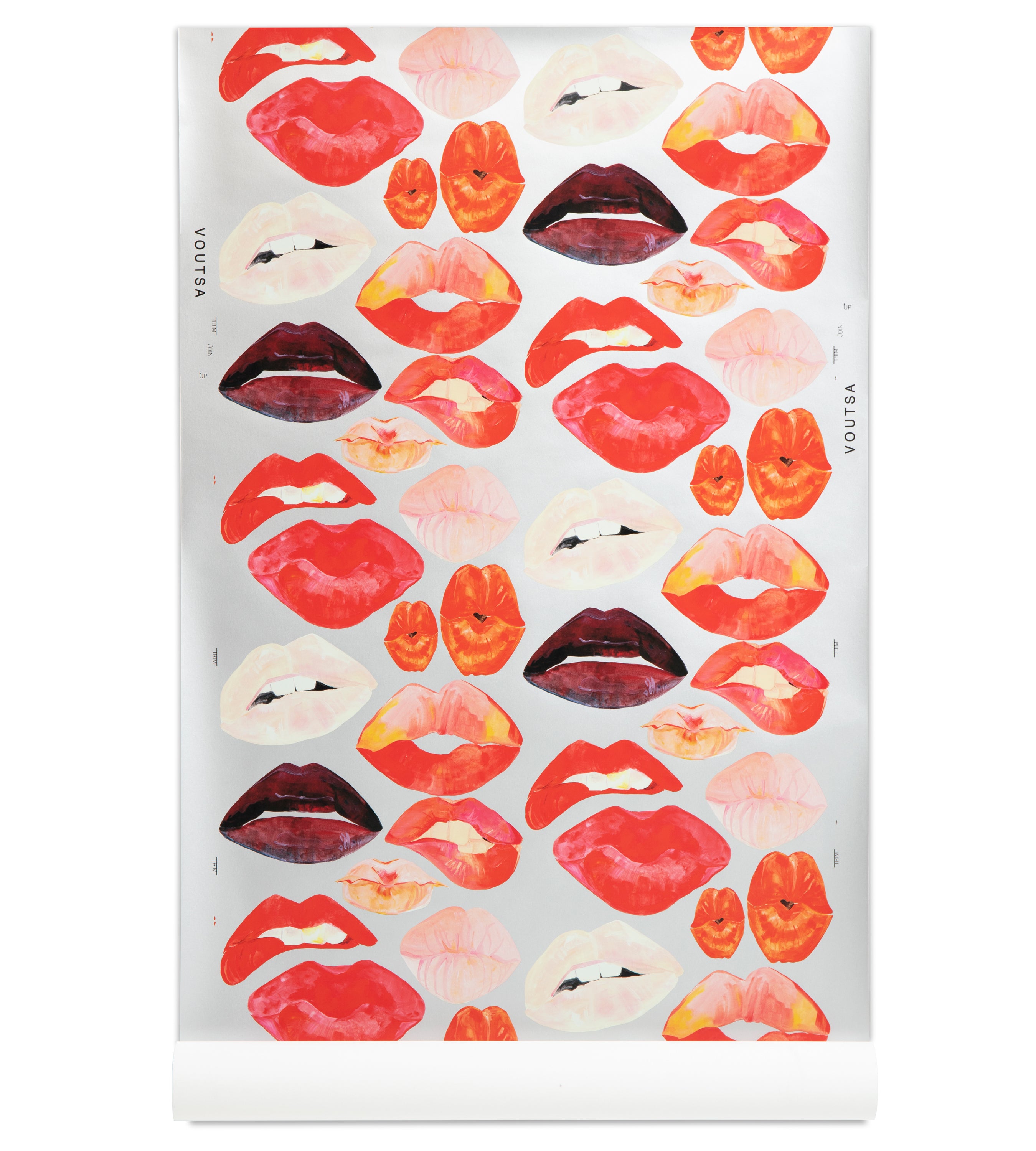 Lips on Metallic Silver Wallpaper