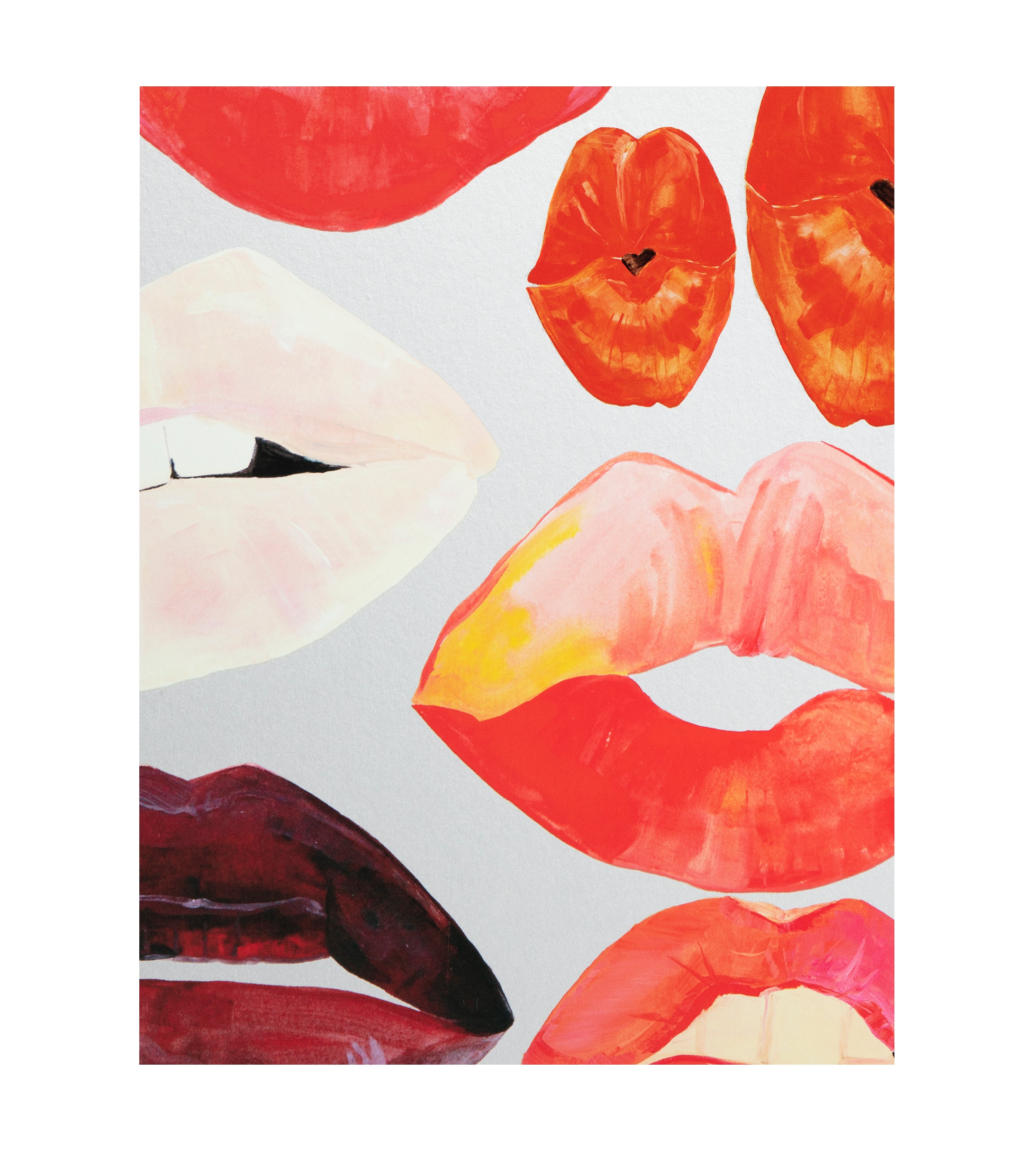 Lips on Metallic Silver Wallpaper