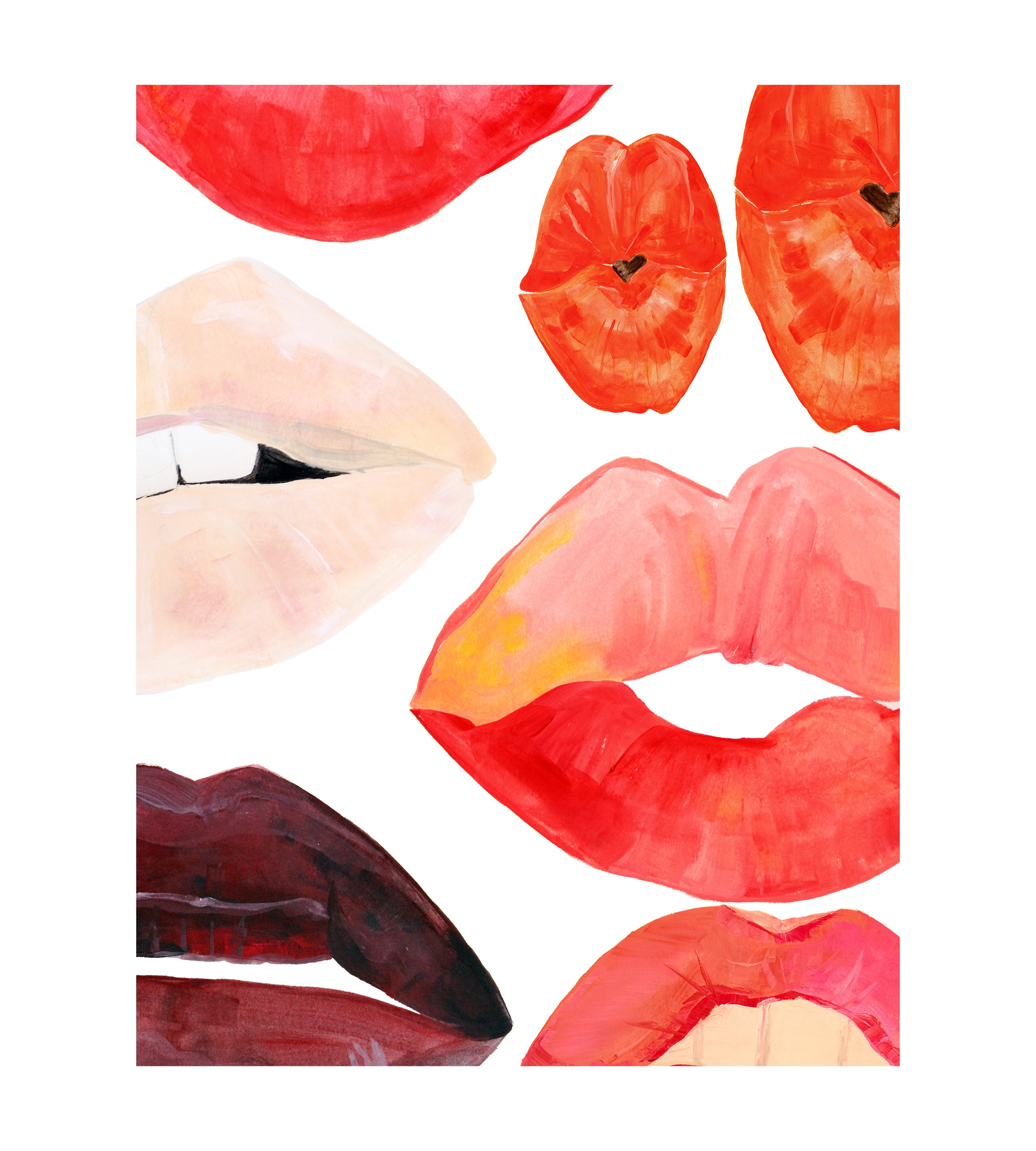 Lips on White Wallpaper