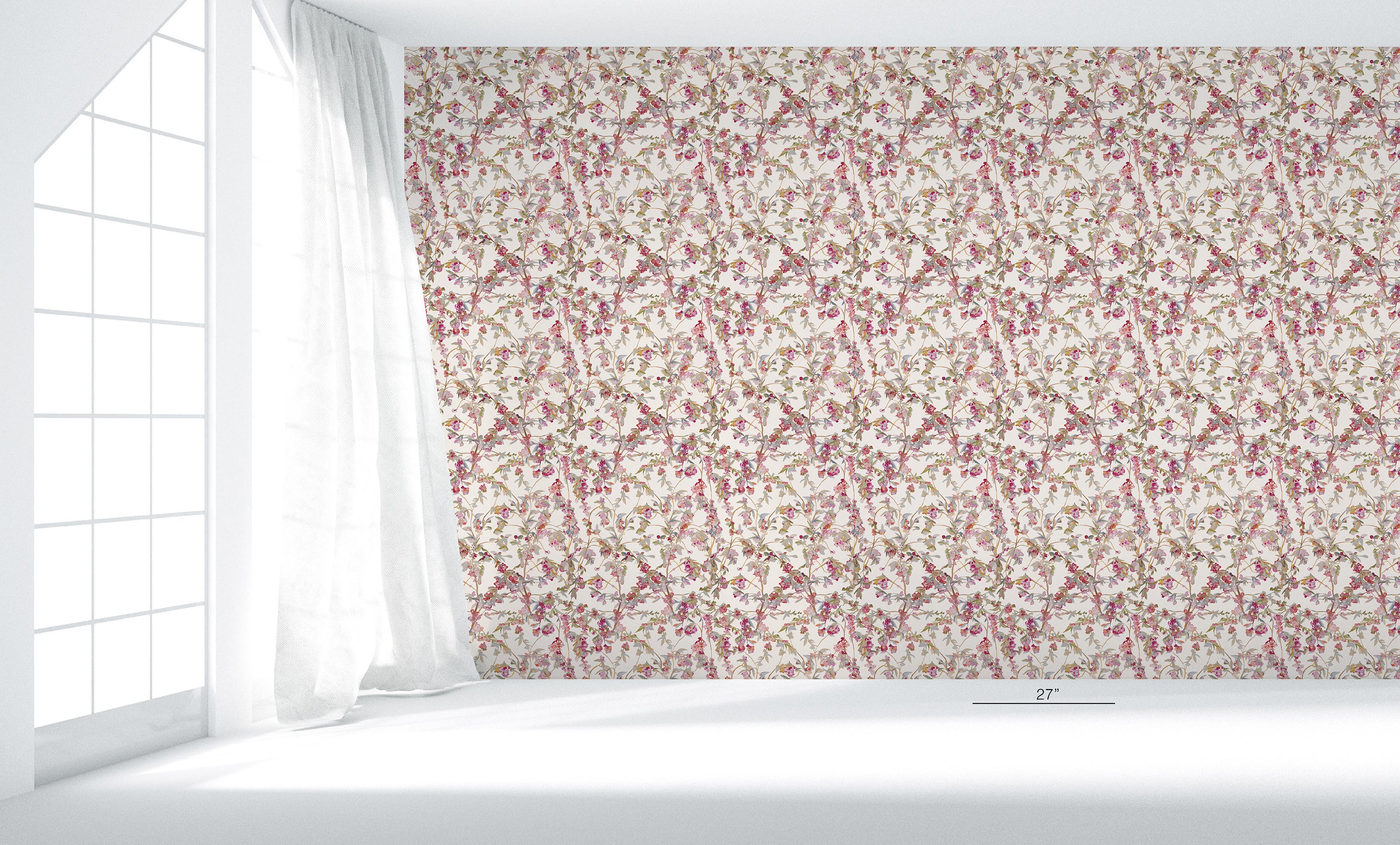 Maria on Metallic White Wallpaper