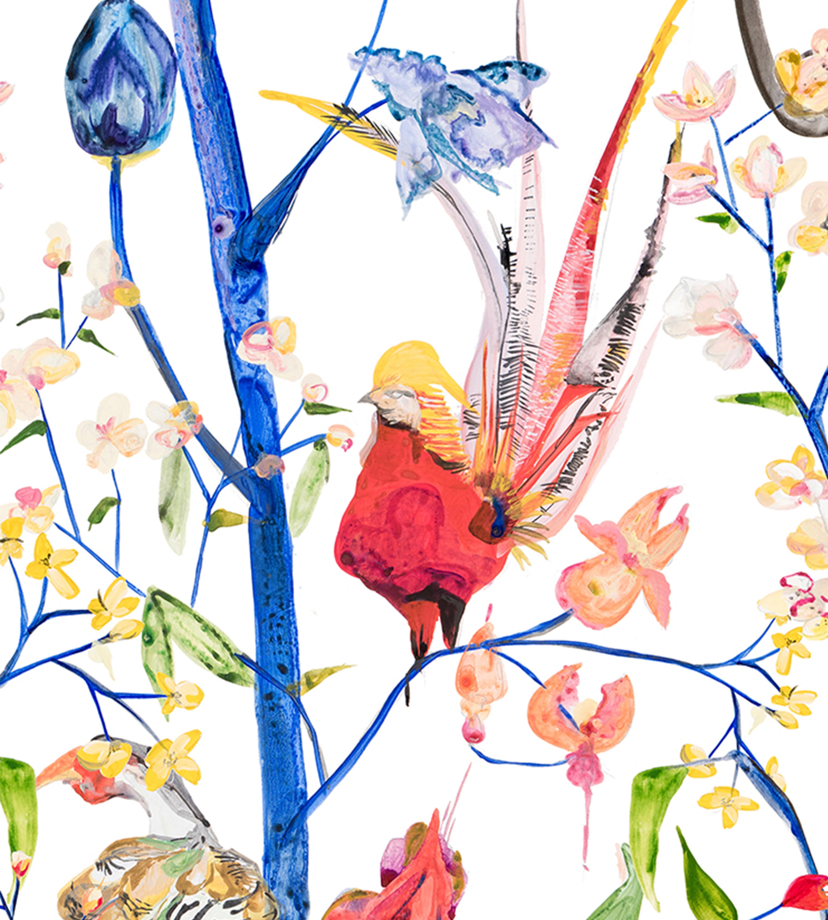 Menagerie Chinoiserie White Wallpaper