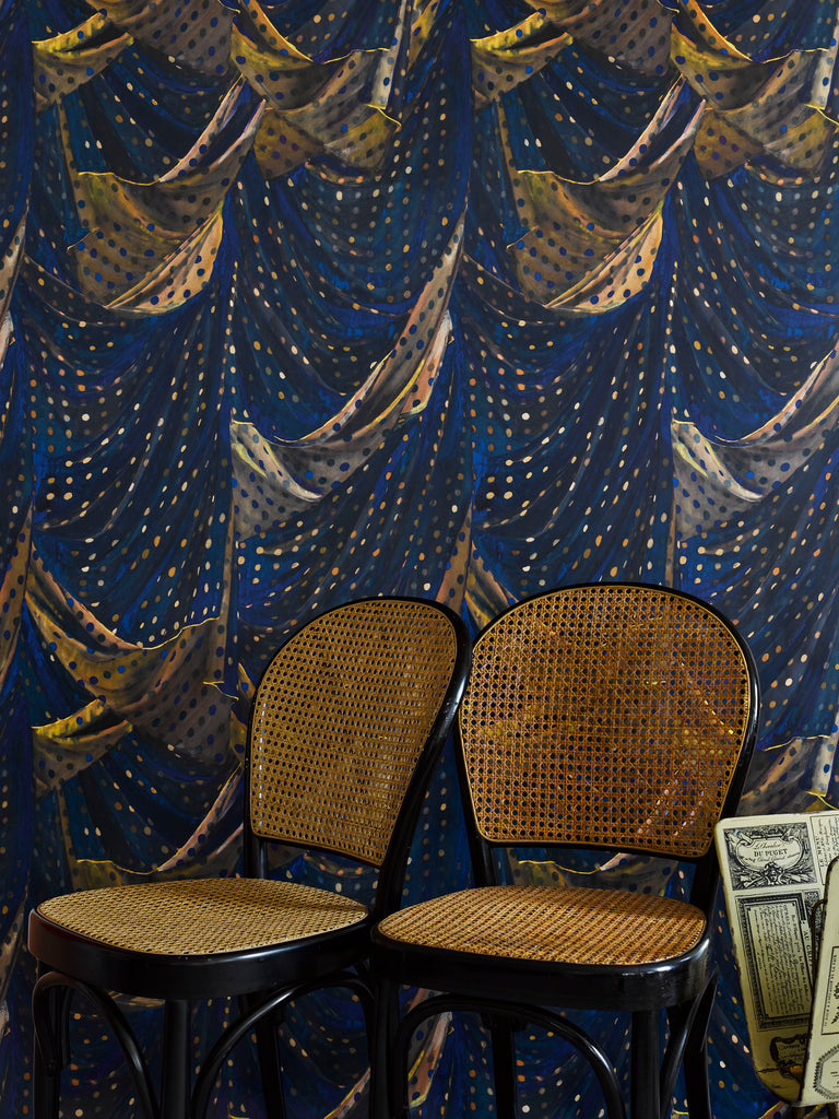 Nero Dot Blue and Gold Wallpaper