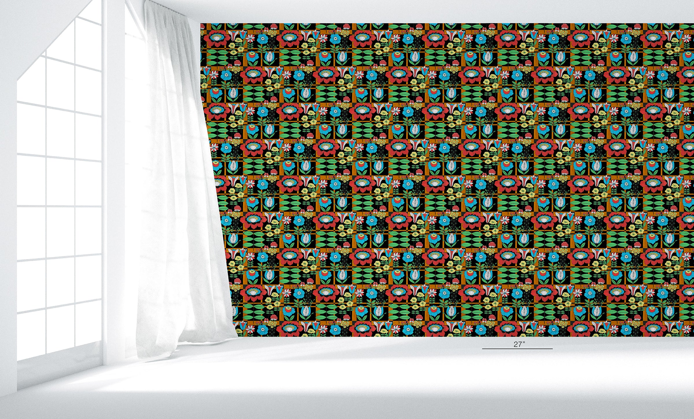 Plaid Blooms Technicolor Wallpaper