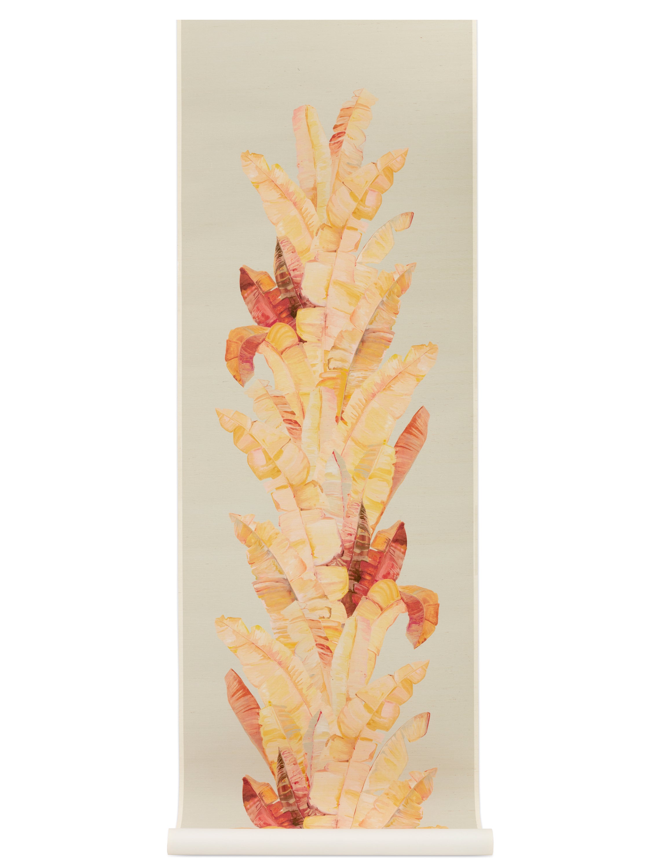 Tahitia on Blue Grey Grasscloth Chinoiserie Wallpaper