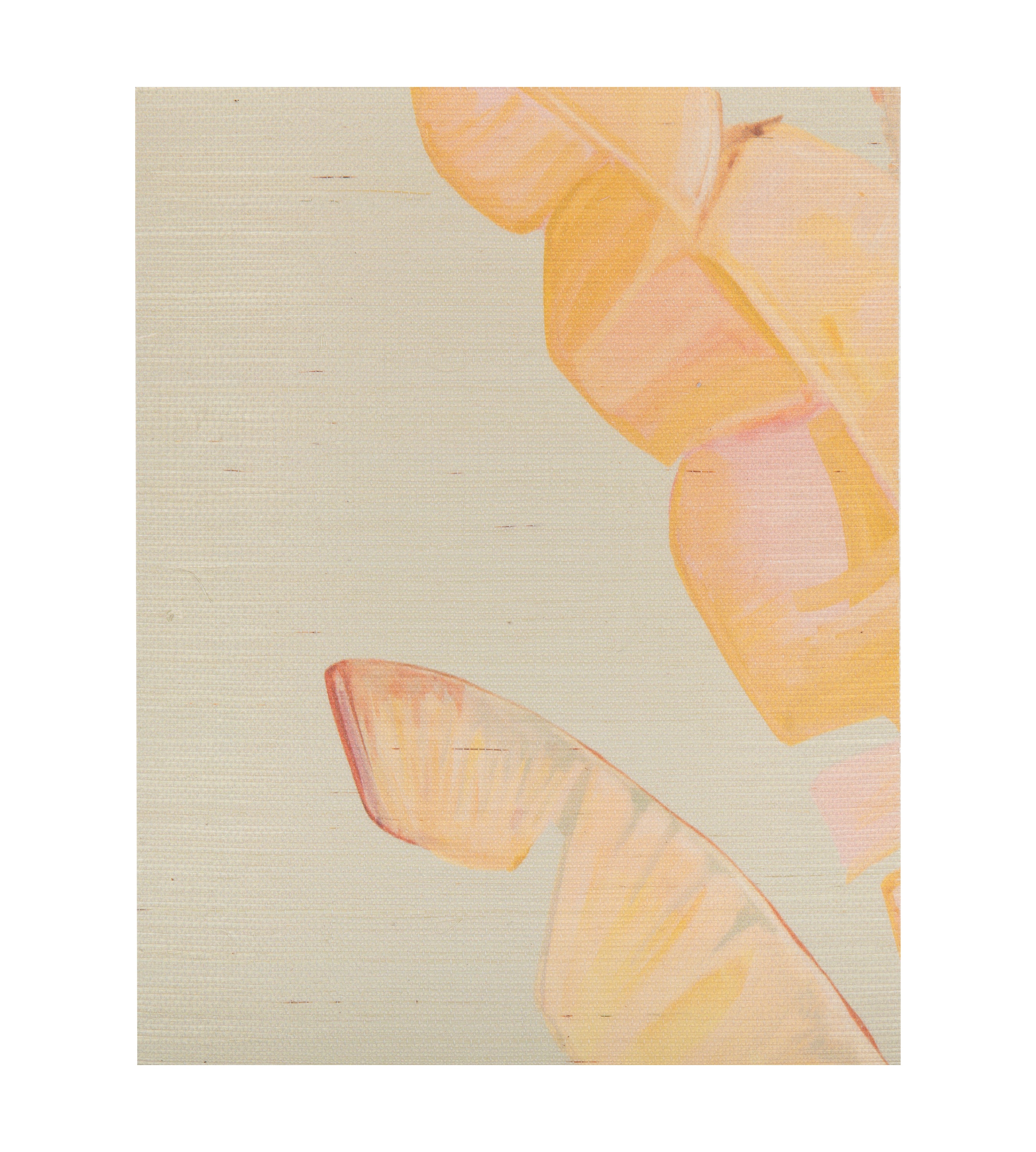 Tahitia on Blue Grey Grasscloth Chinoiserie Wallpaper