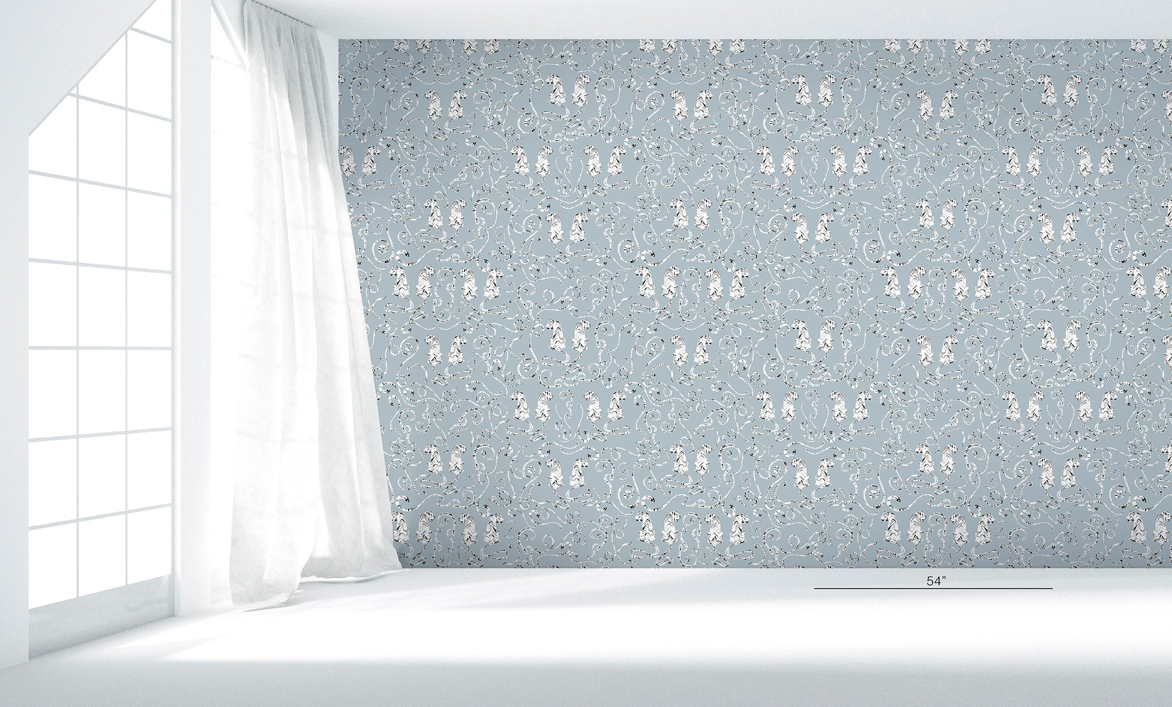 Tigers and Tails Parma Gray Wallpaper