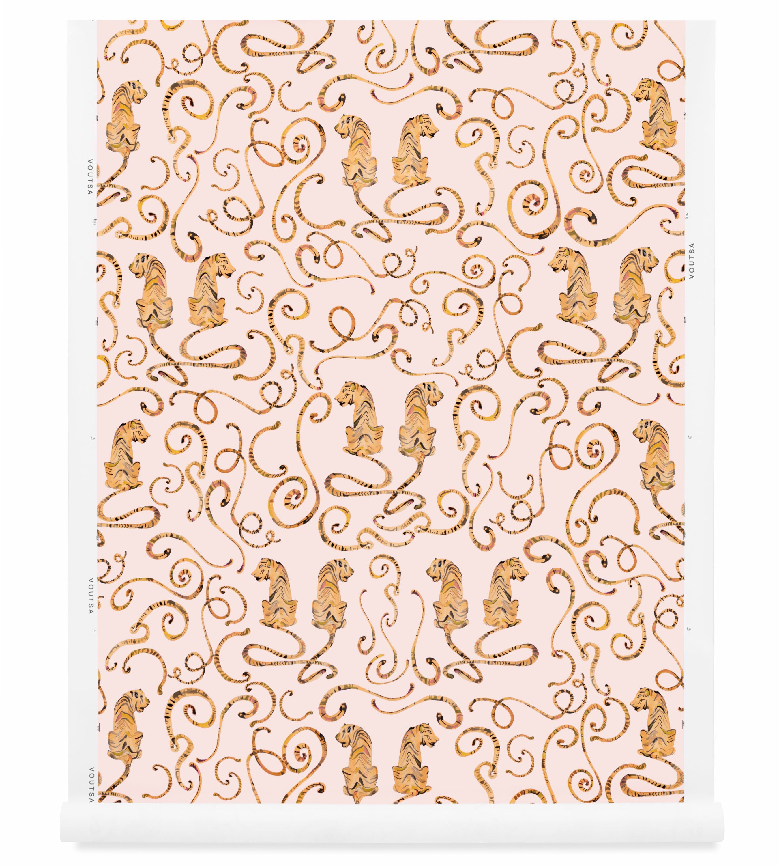Tigers and Tails Pink Wallpaper