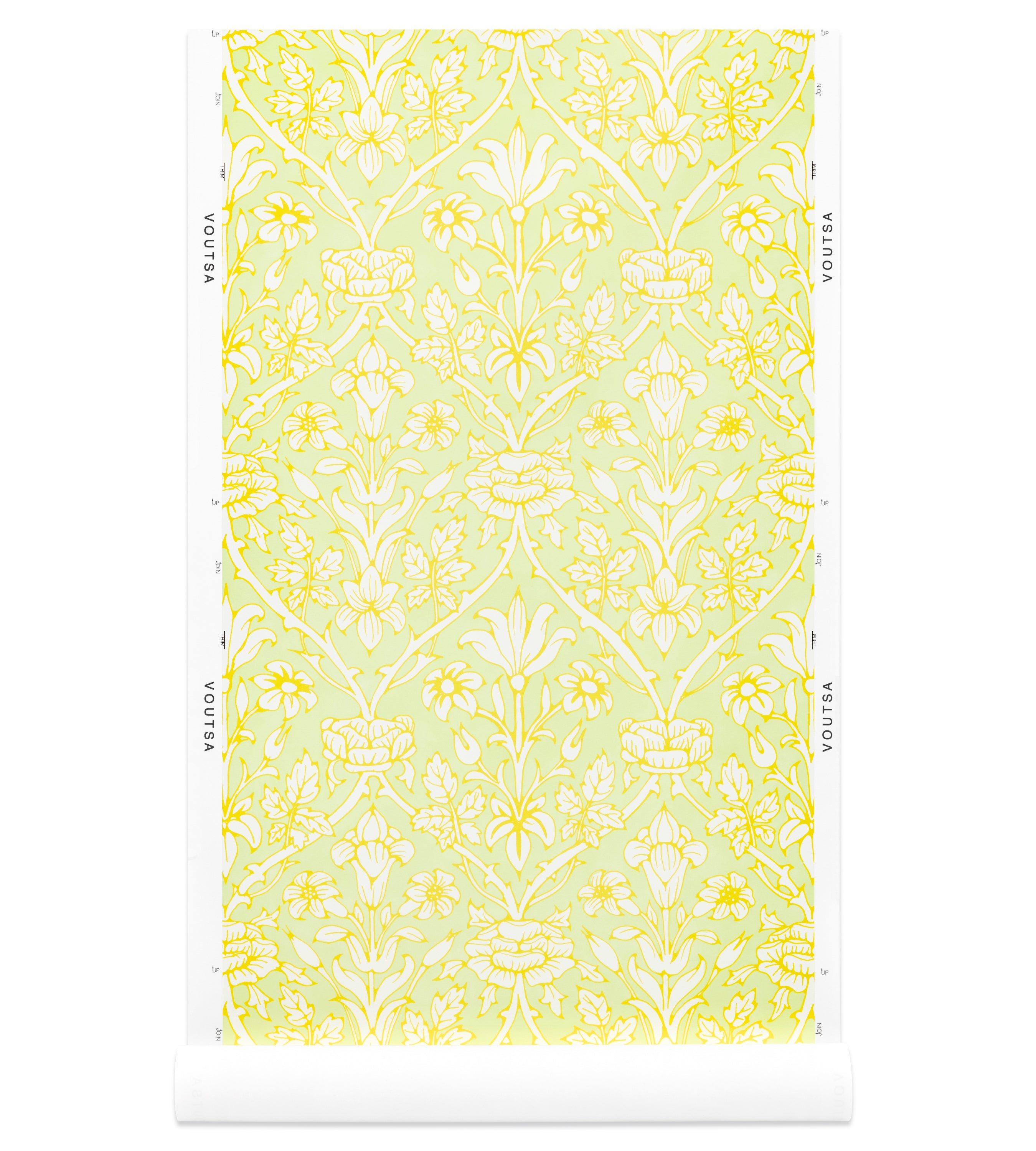 Trumpet Blooms Green and Yellow Wallpaper