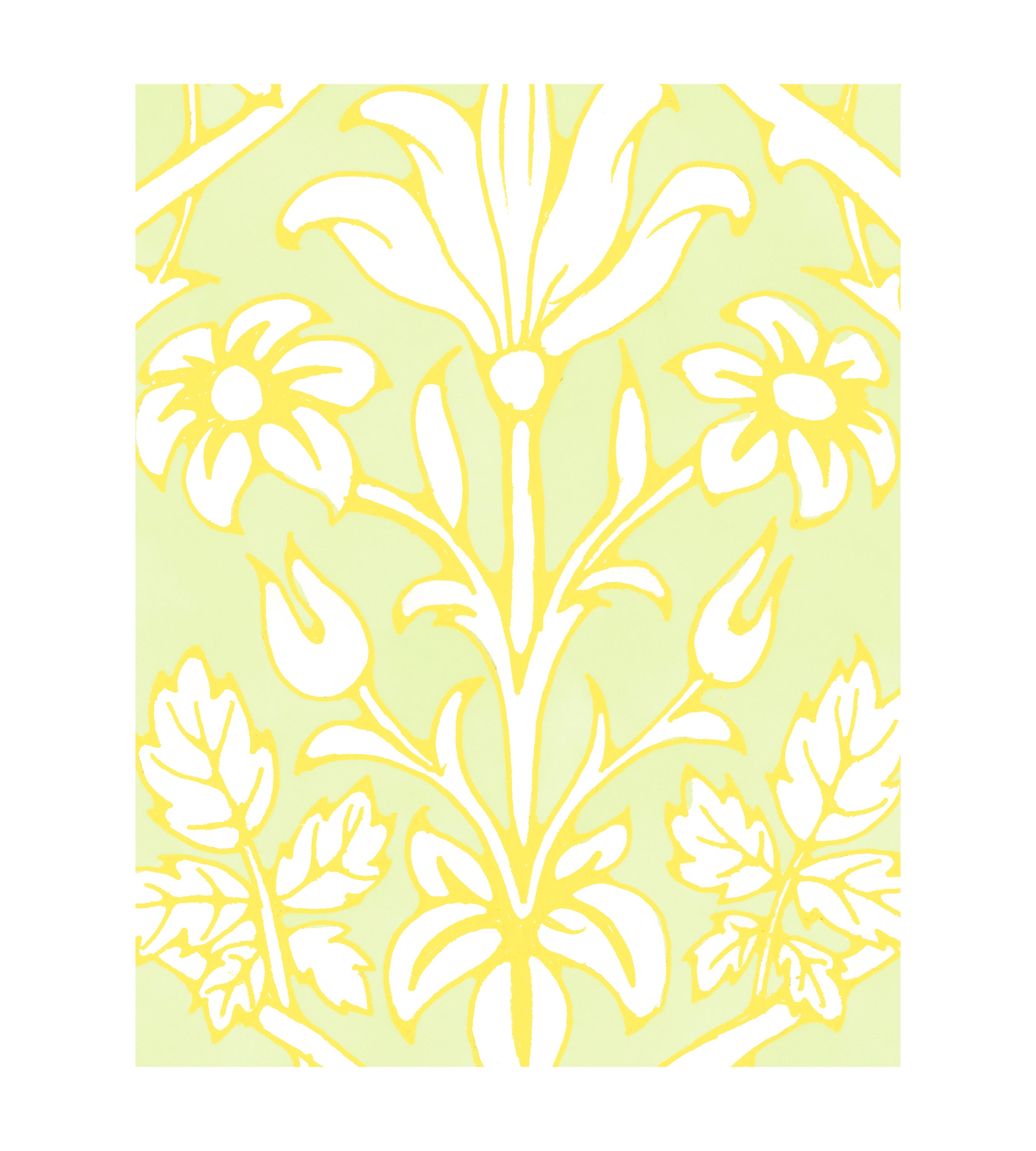 Trumpet Blooms Green and Yellow Wallpaper