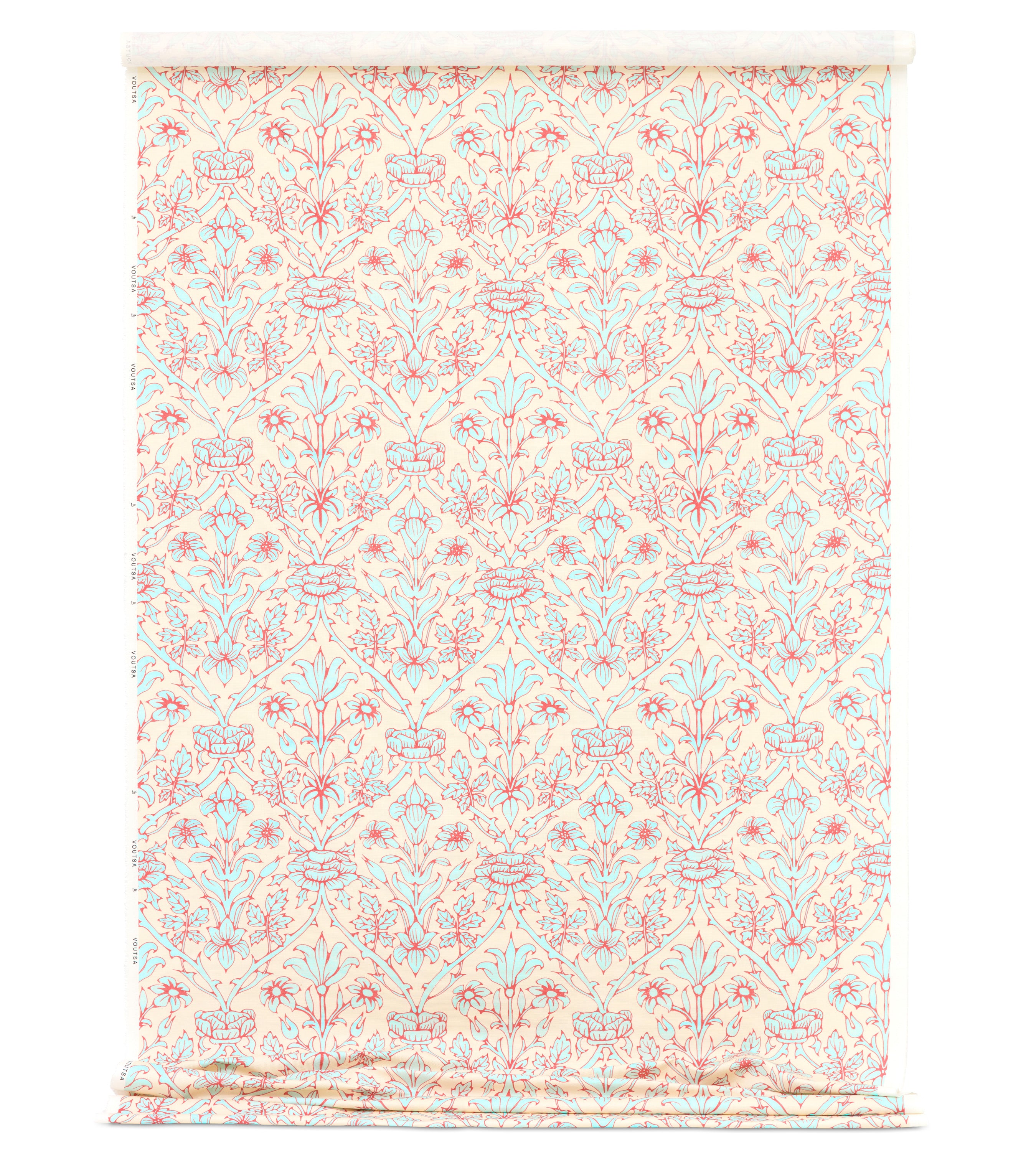 Trumpet Blooms Pink and Blue Cotton Linen