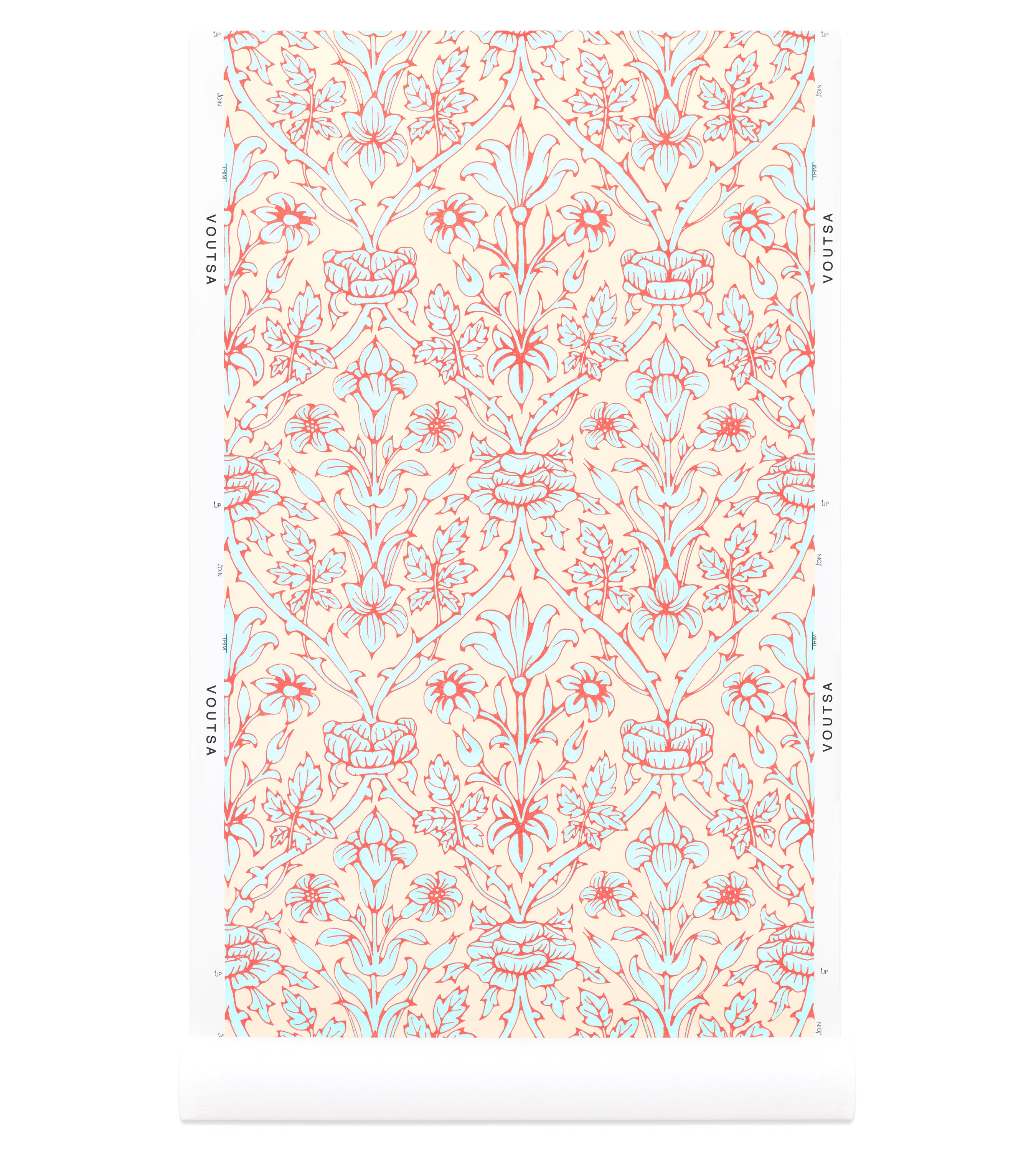 Trumpet Blooms Pink and Blue Wallpaper