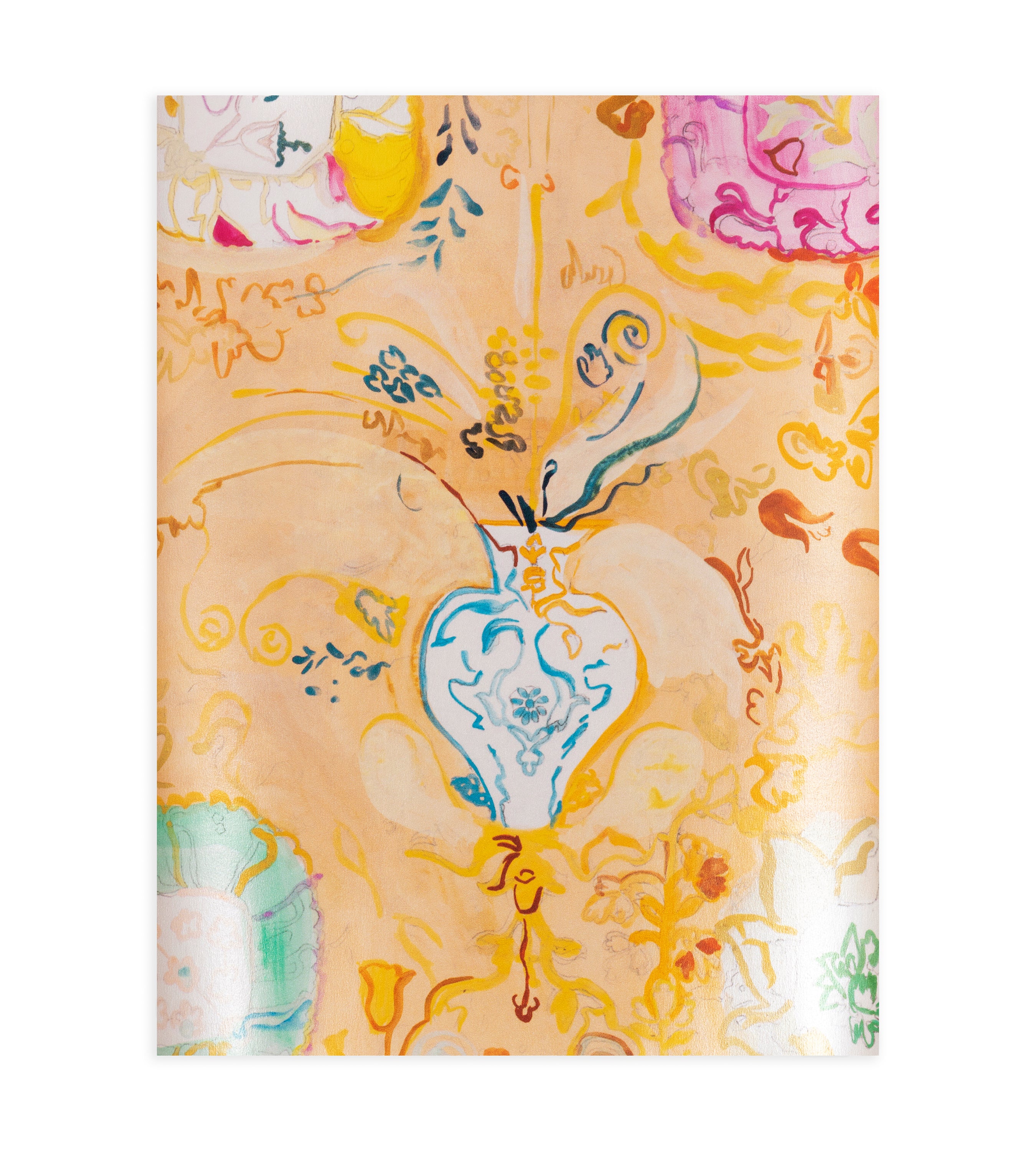 Antoinette on Metallic White Wallpaper