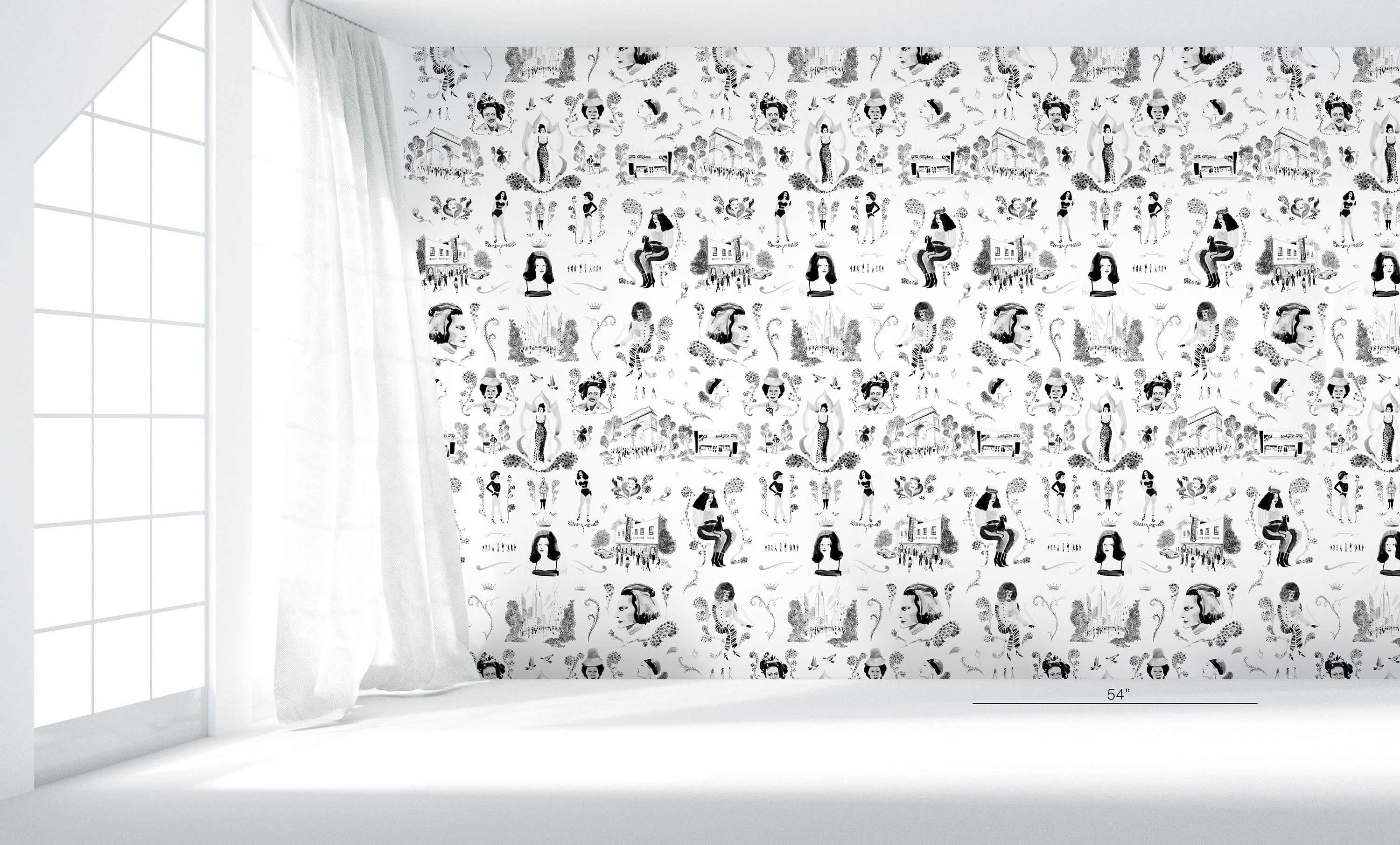 Trans Power Toile Black and White Wallpaper (x Grant Shaffer)
