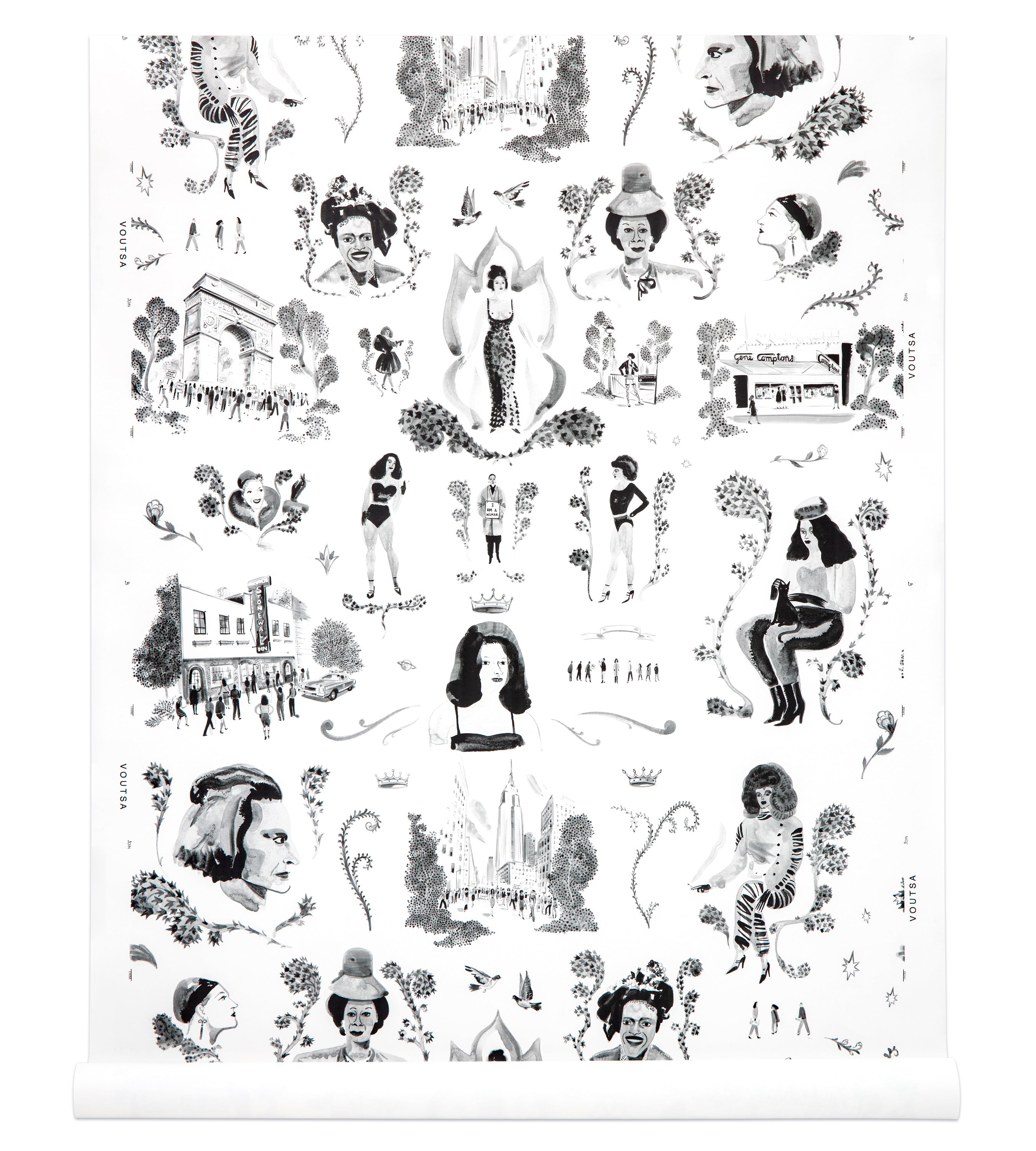 Trans Power Toile Black and White Wallpaper (x Grant Shaffer)