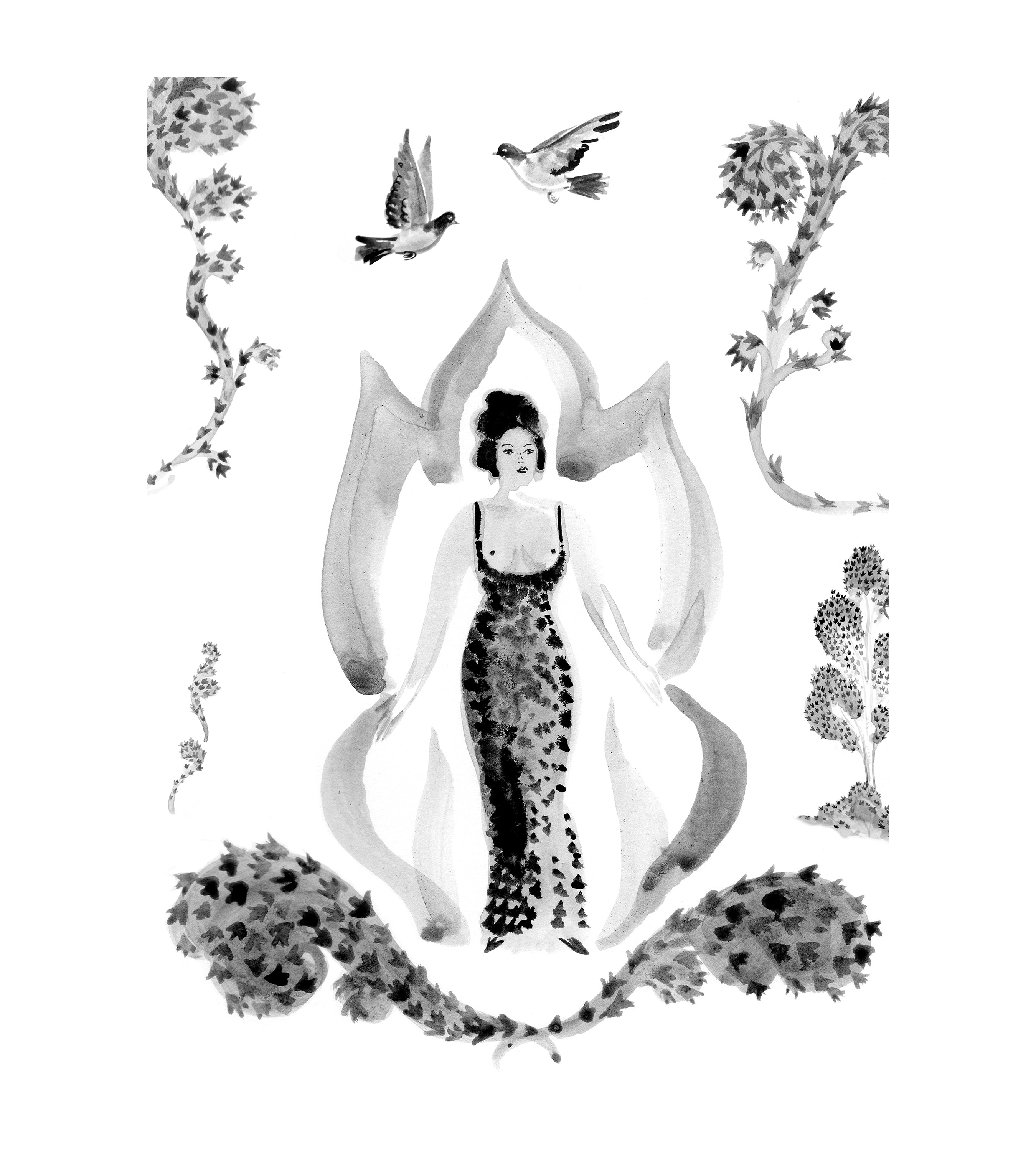 Trans Power Toile Black and White Wallpaper (x Grant Shaffer)