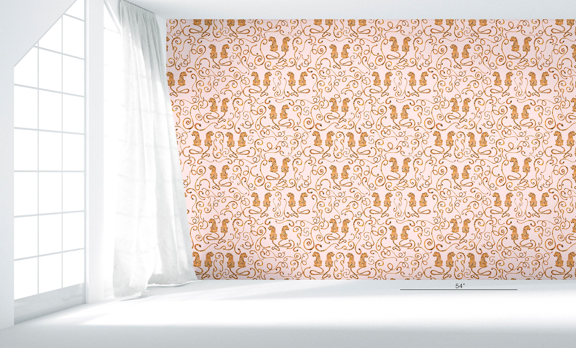 Tigers and Tails Pink Wallpaper