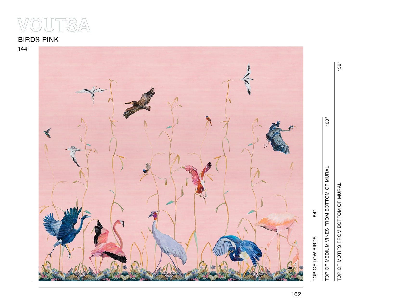 Birds Pink Scenic Wallpaper