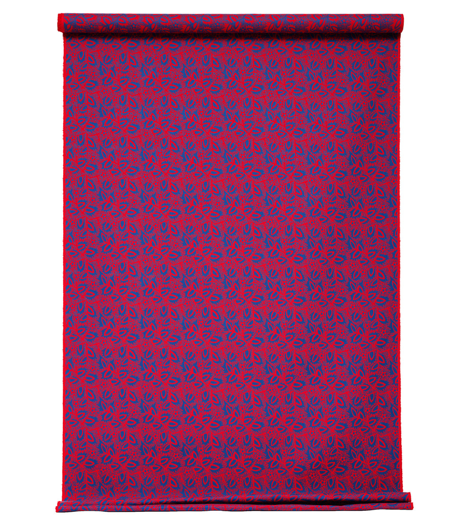 Deco Floral Red and Blue Performance Woven