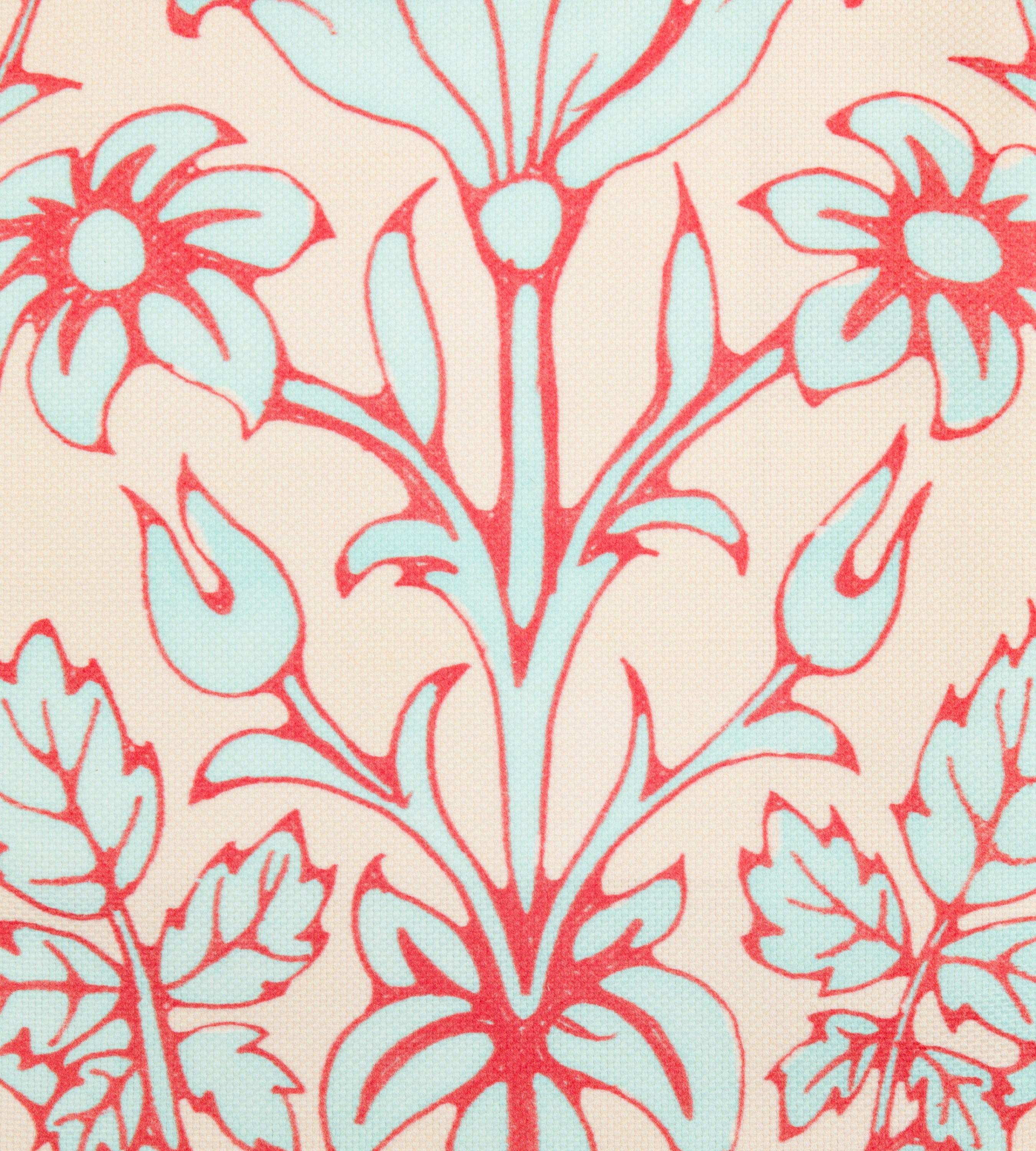 Trumpet Blooms Pink and Blue Cotton Linen