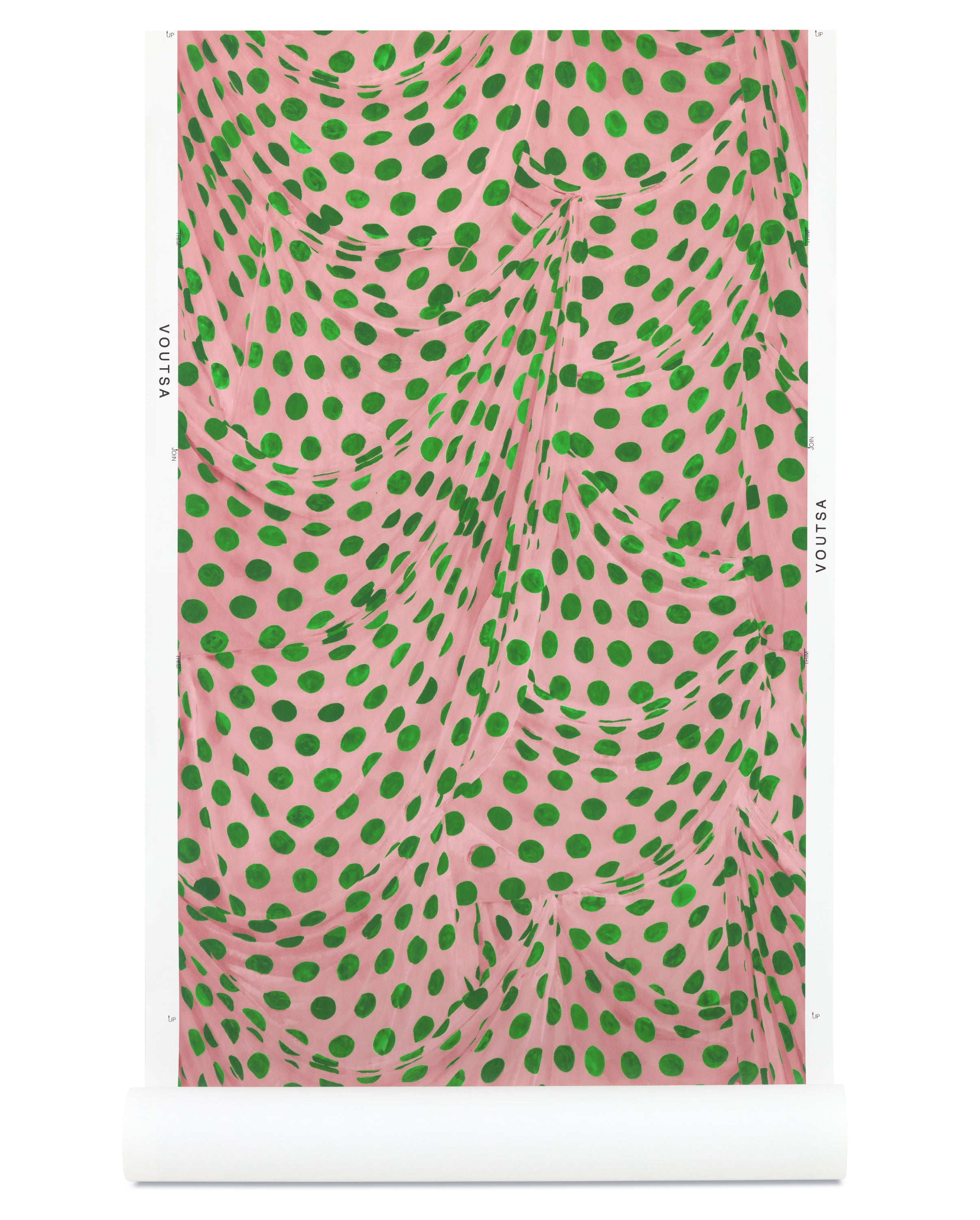 Audrey Dot Pink and Green Wallpaper